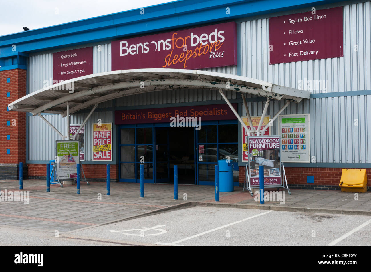 A 'Bensons For Beds' retail warehouse on an out of town estate Stock