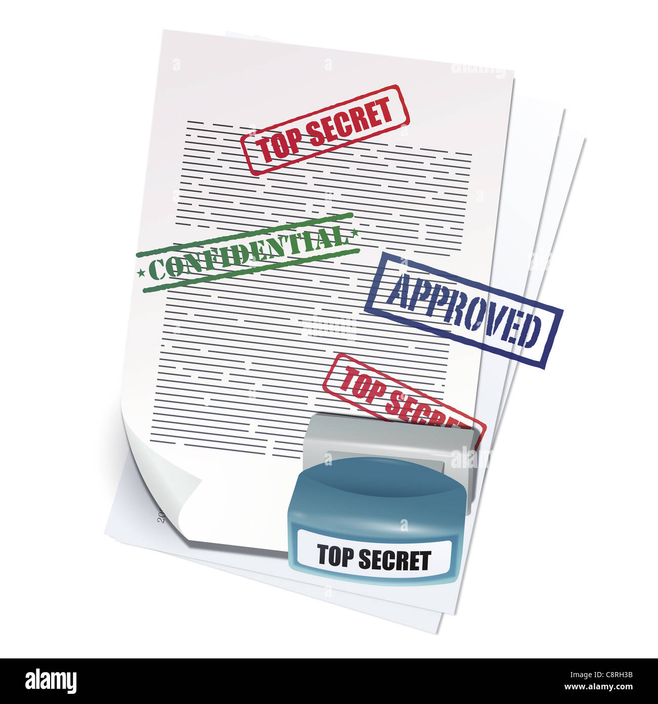 Illustration of confidential papers with a rubber stamp Stock Photo - Alamy