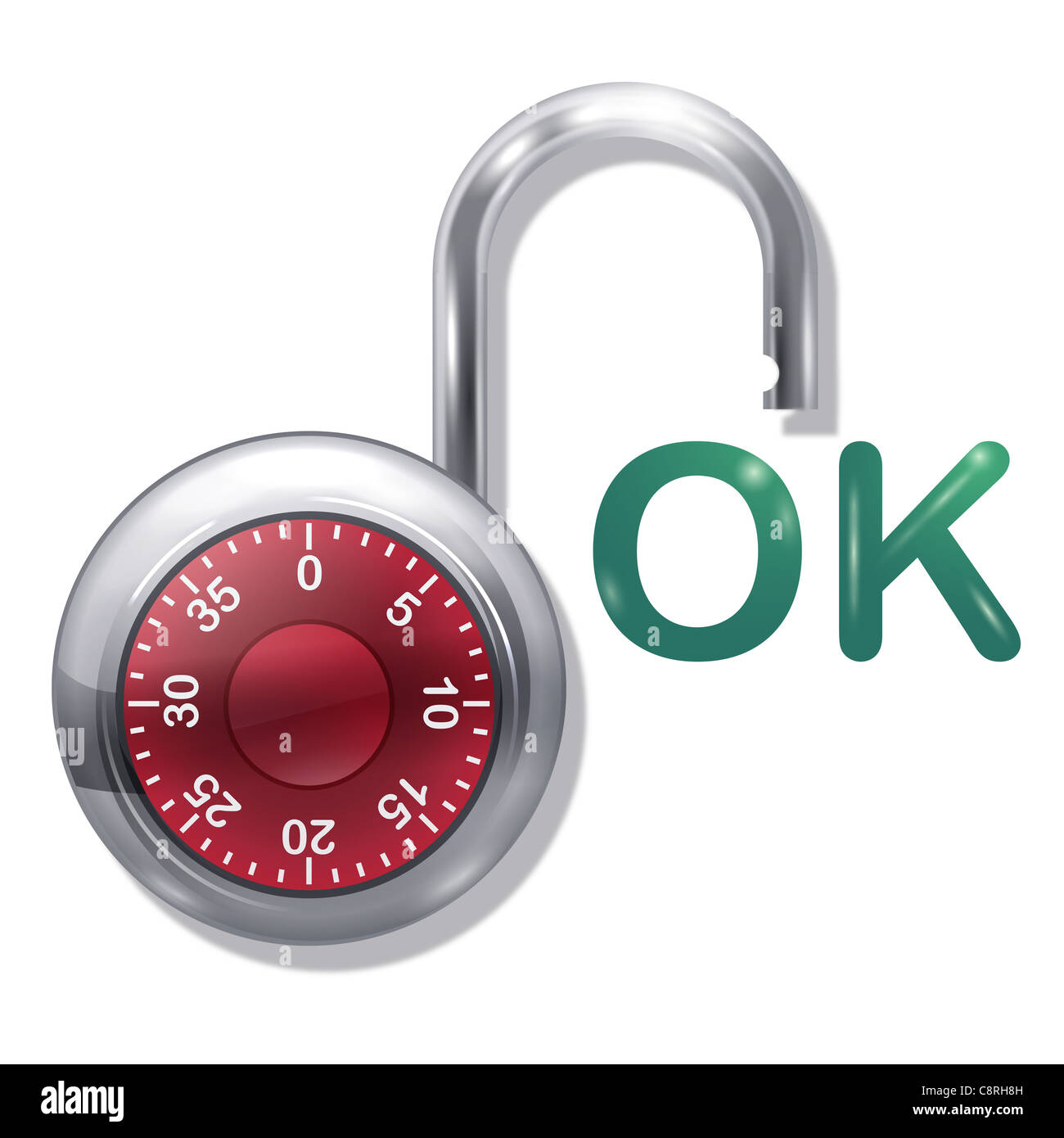 Illustration of open combination lock Stock Photo
