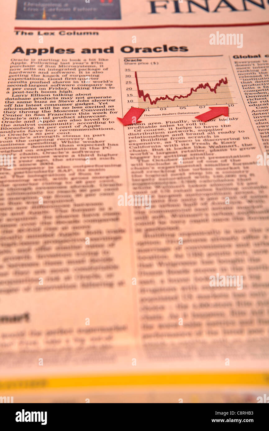 Newspaper Articles With The Arrow Stock Photo