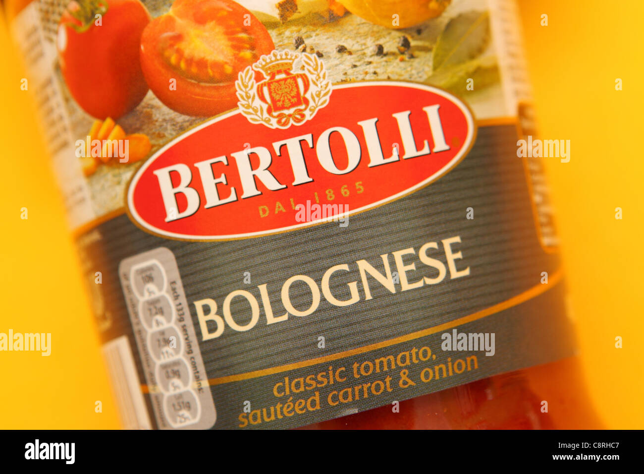Bertolli Bolognese sauce jar brand Stock Photo