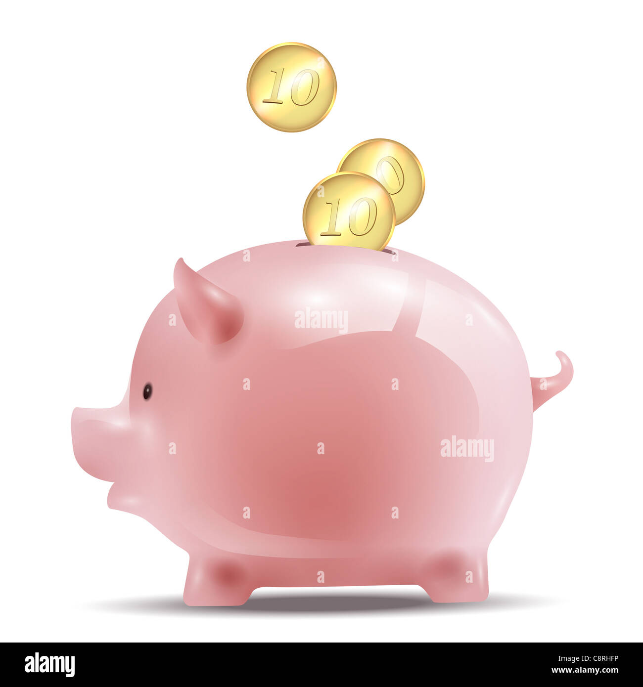 Pink piggy bank against white background Stock Photo - Alamy