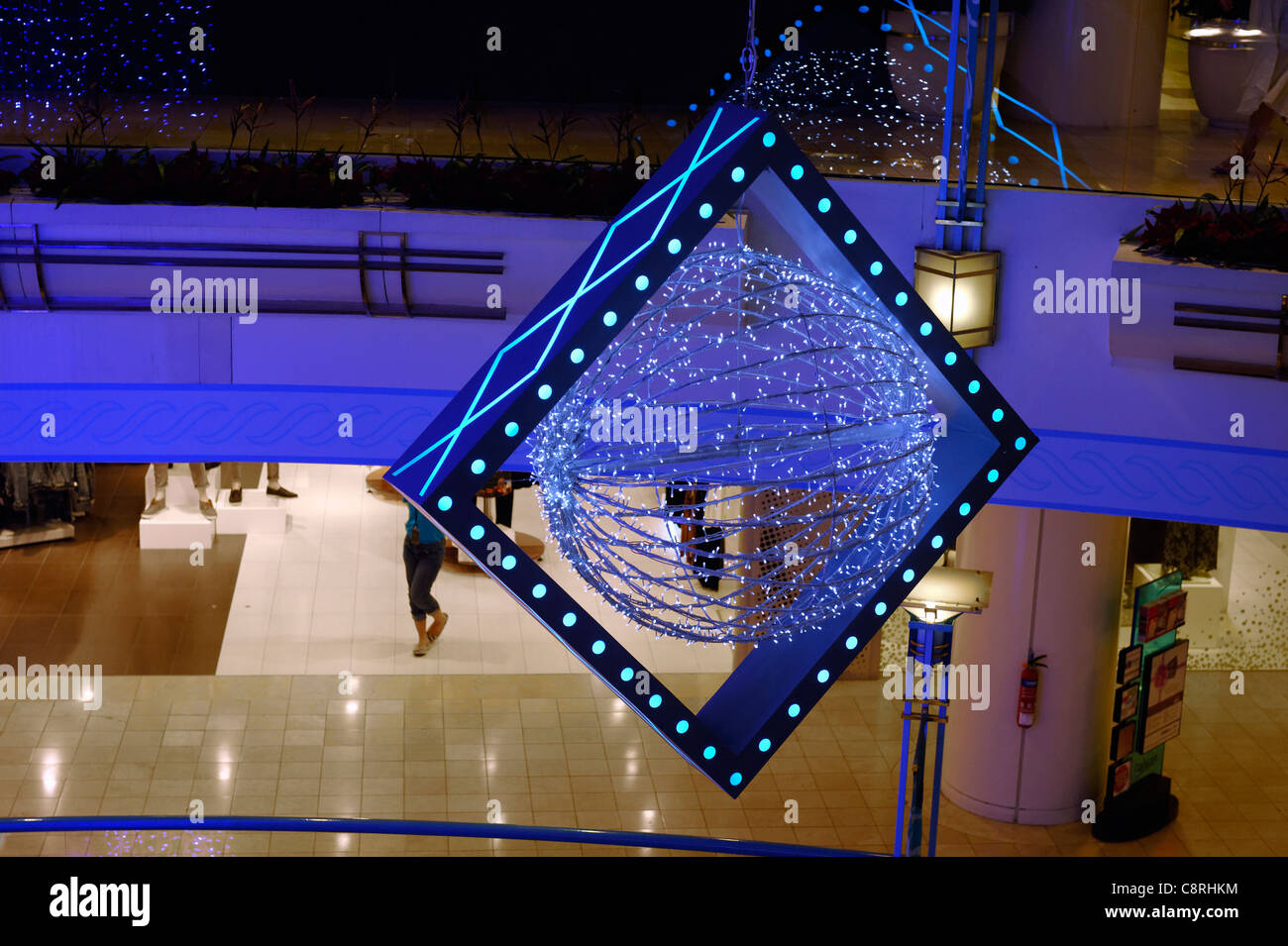 Christmas decorations in the Raffles City shopping mall, City Hall, Singapore Stock Photo