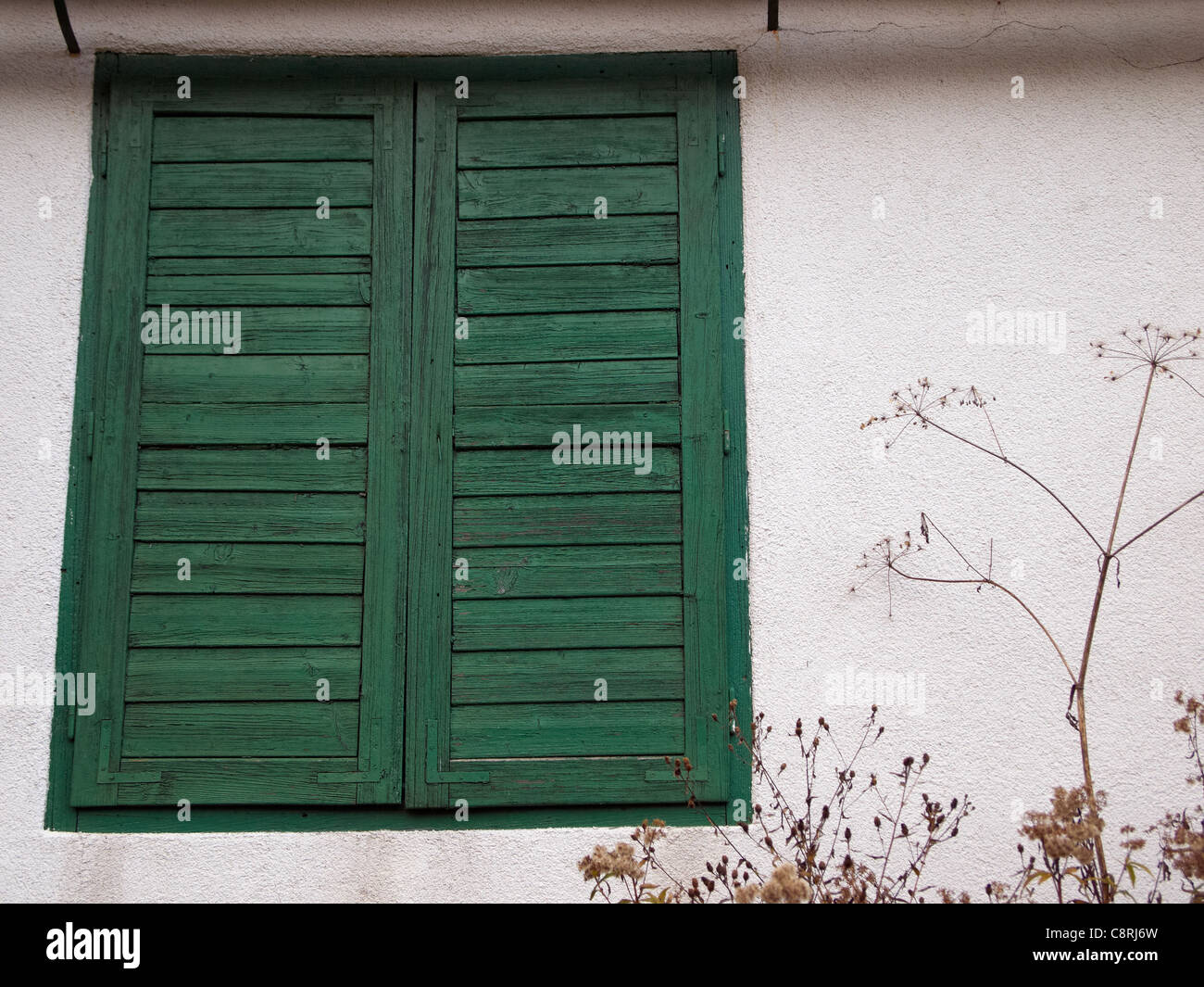 Old wooden window and wall Stock Photo - Alamy