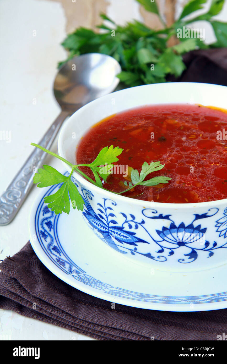 traditional Russian ukrainian borscht soup Stock Photo