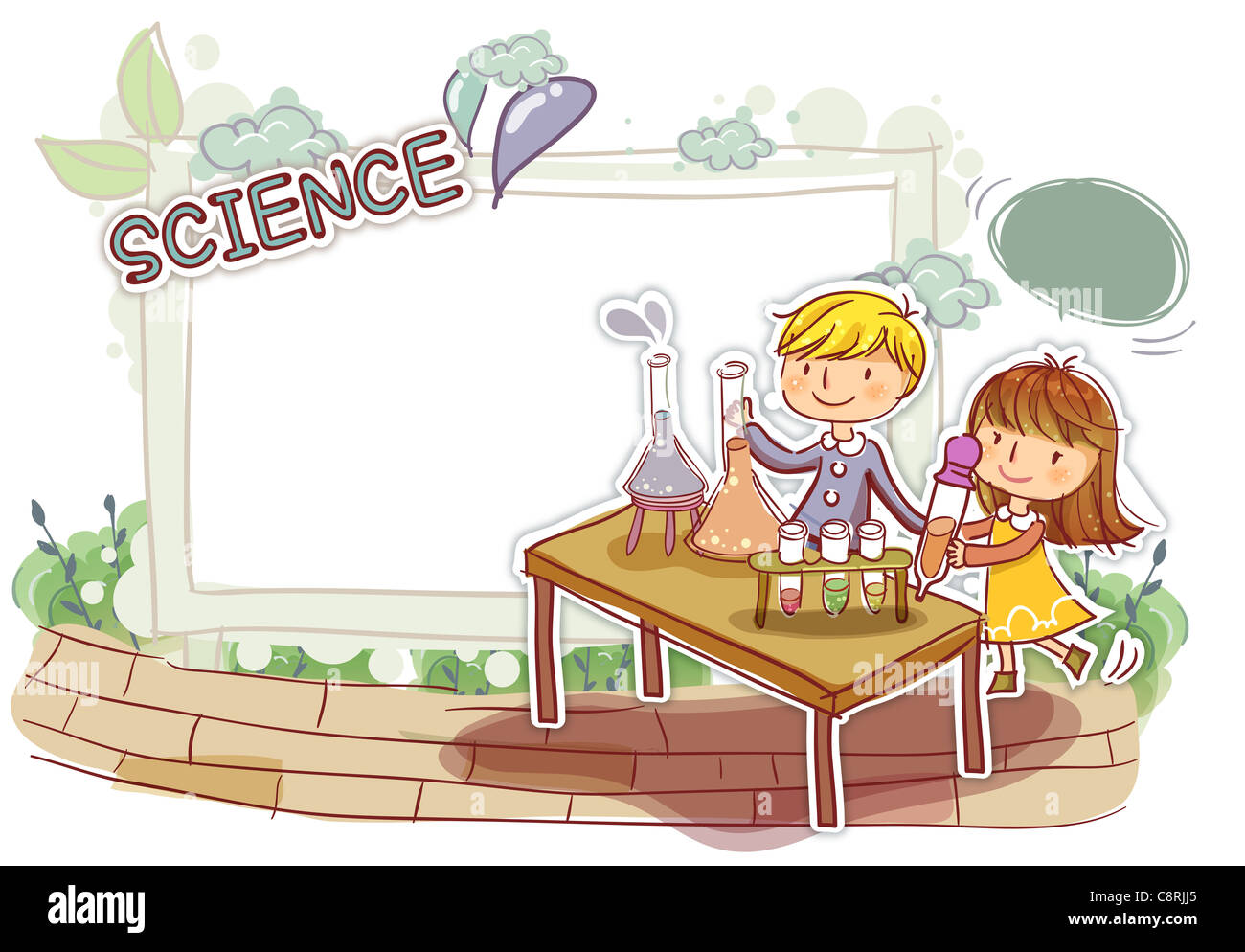 Illustration of children in science class Stock Photo
