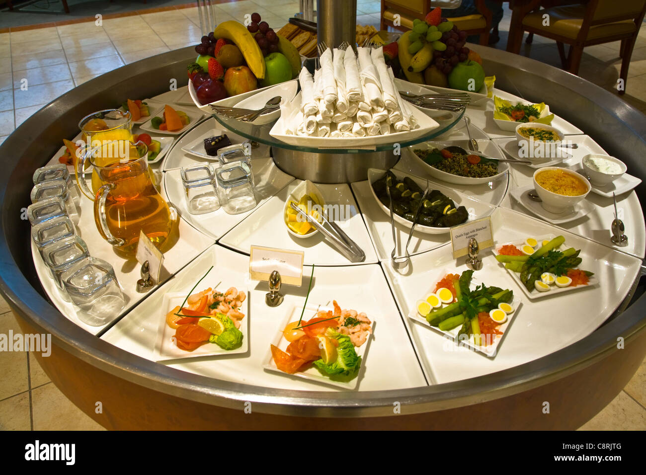 Emirates First Class Business Lounge Food Beverage Stock Photo