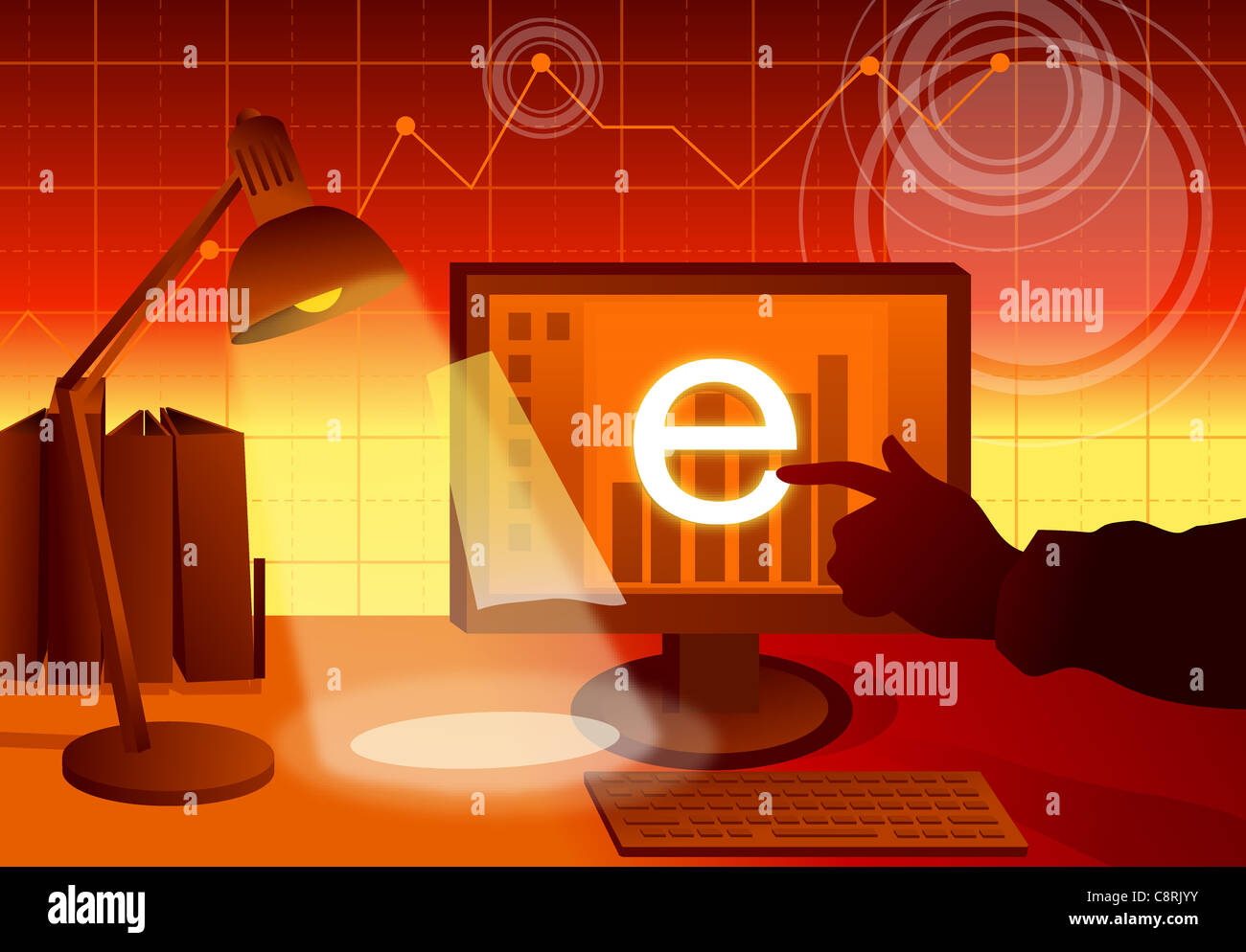 Illustration of computer and internet Stock Photo - Alamy