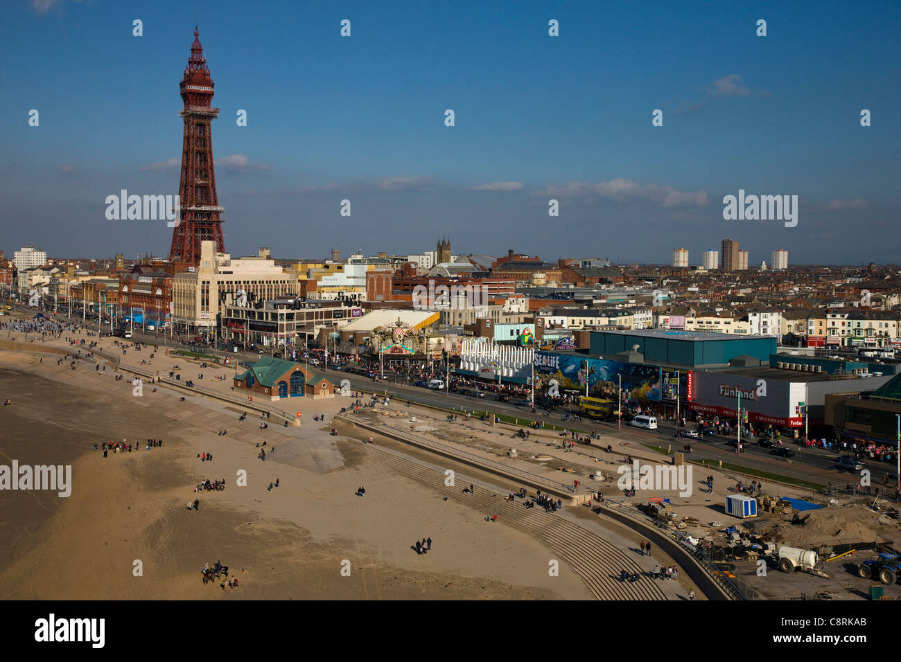Blackpool tower, sea front and town view Stock Photo