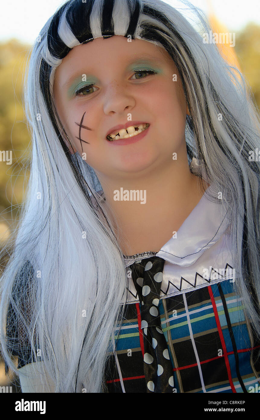 Young girl in halloween costume Stock Photo