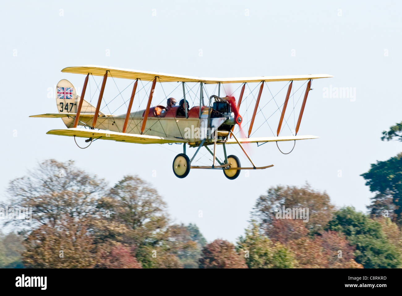Known as 'The Biggles Biplane,' this replica of a WWI-vintage B.E.-2c was built for a film which was never made. Stock Photo