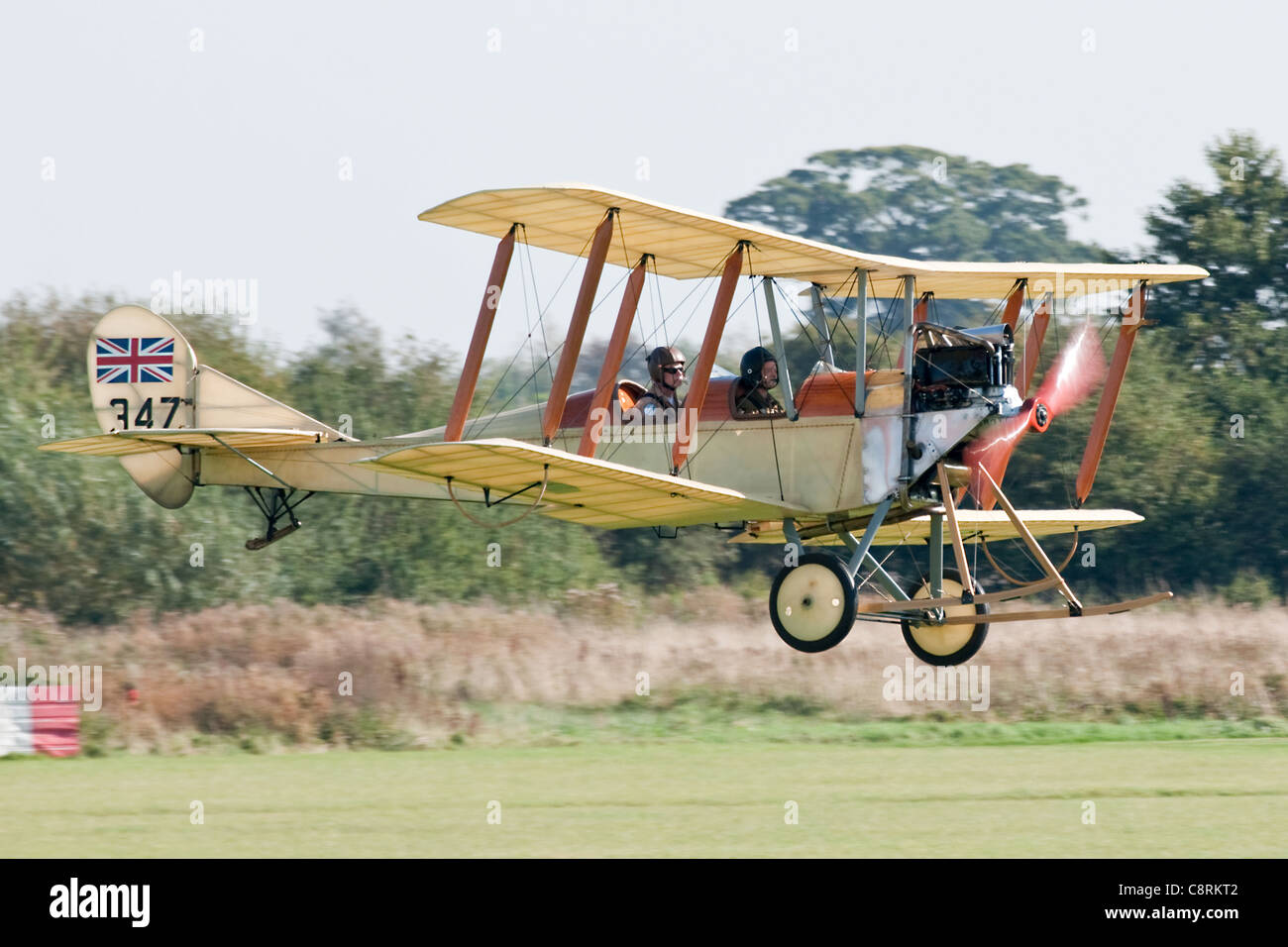 Known as 'The Biggles Biplane,' this replica of a WWI-vintage B.E.-2c was built for a film which was never made. Stock Photo