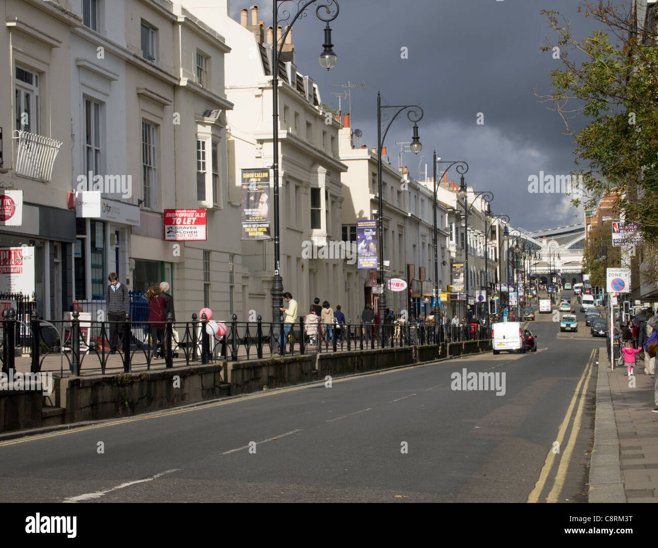 A view of the Queen's Road in Brighton, with little traffic. Stock Photo