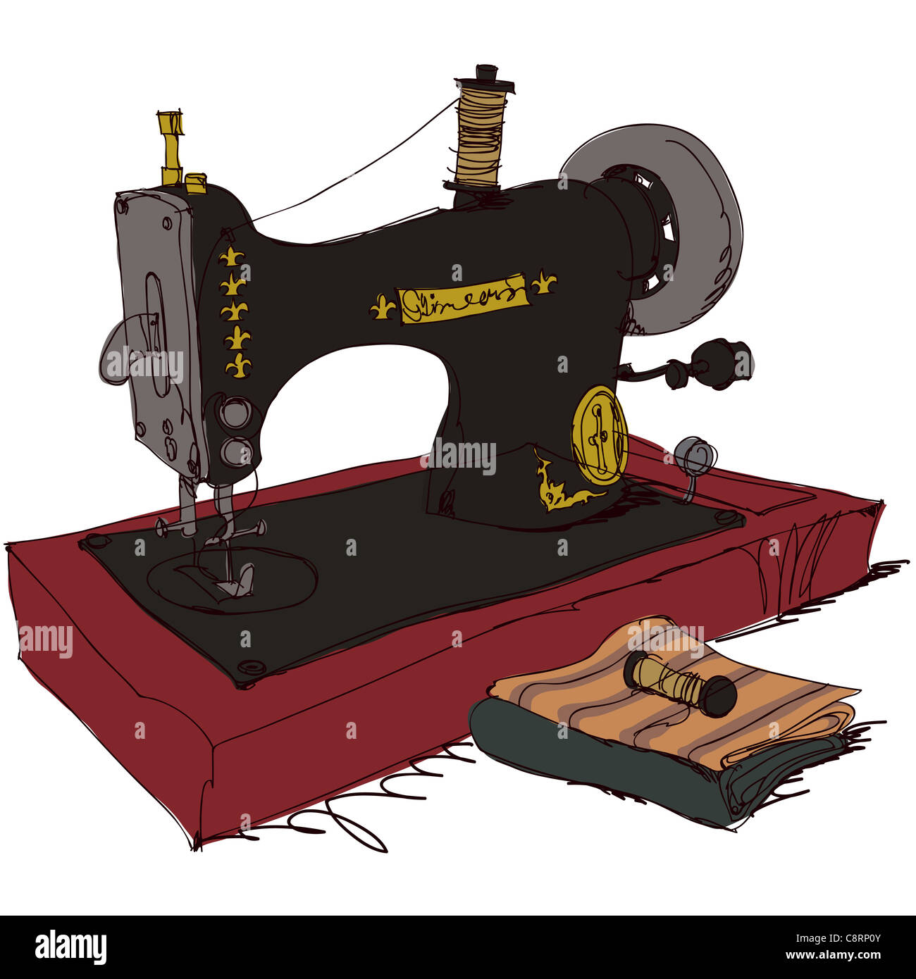 Sewing Machine, Cloth And Thread Stock Photo Alamy