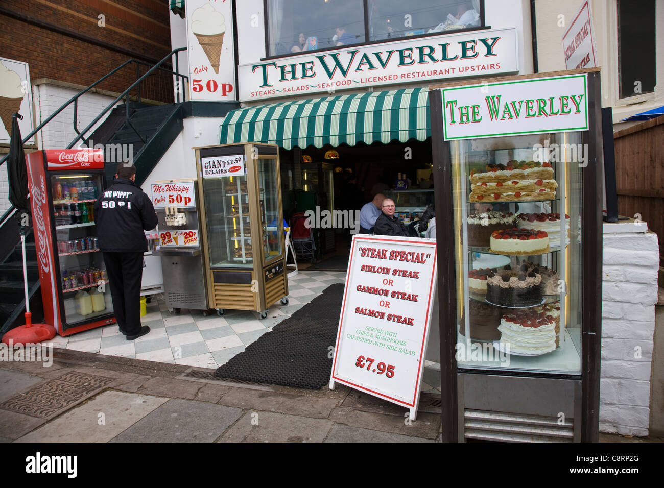 Outside the Waverley Cafe in Blackpool, UK Stock Photo Alamy