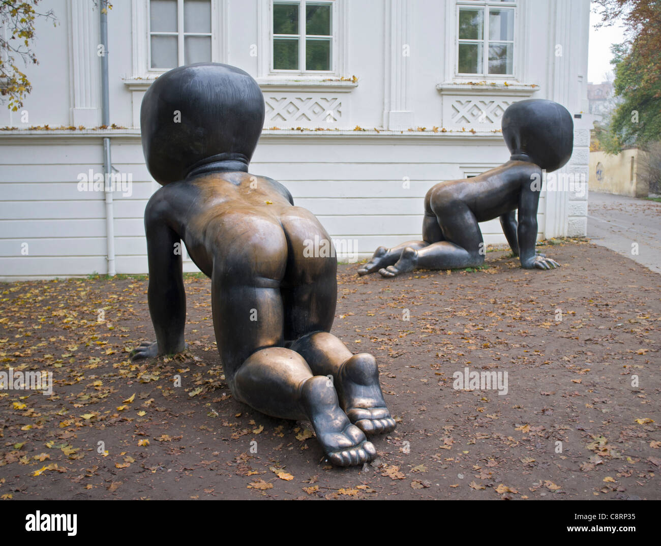Sculpture outside Kampa Museum in Mala Strana in Prague in Czech Republic Stock Photo