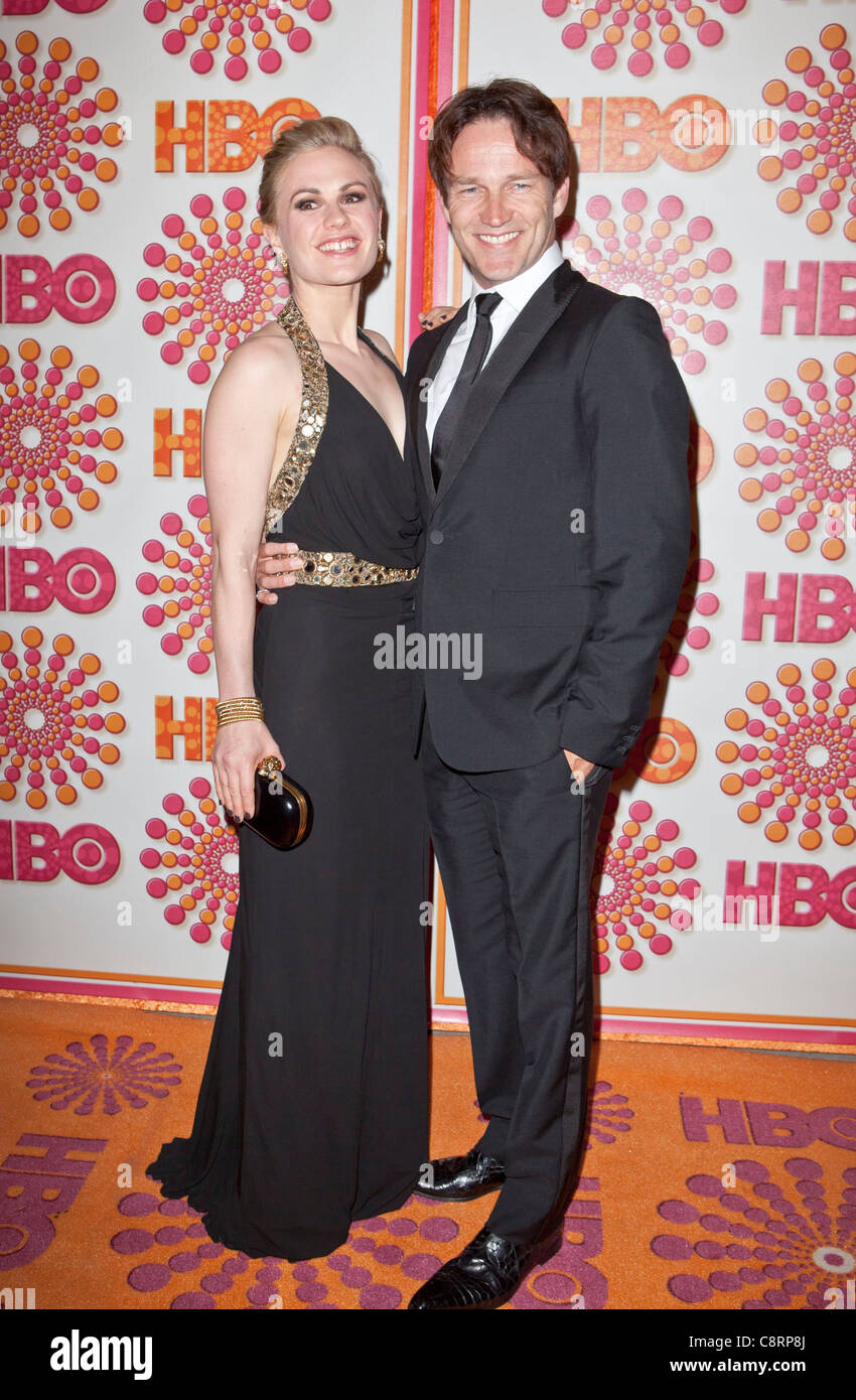 Anna Paquin (wearing Alexander McQueen), Stephen Moyer at arrivals for