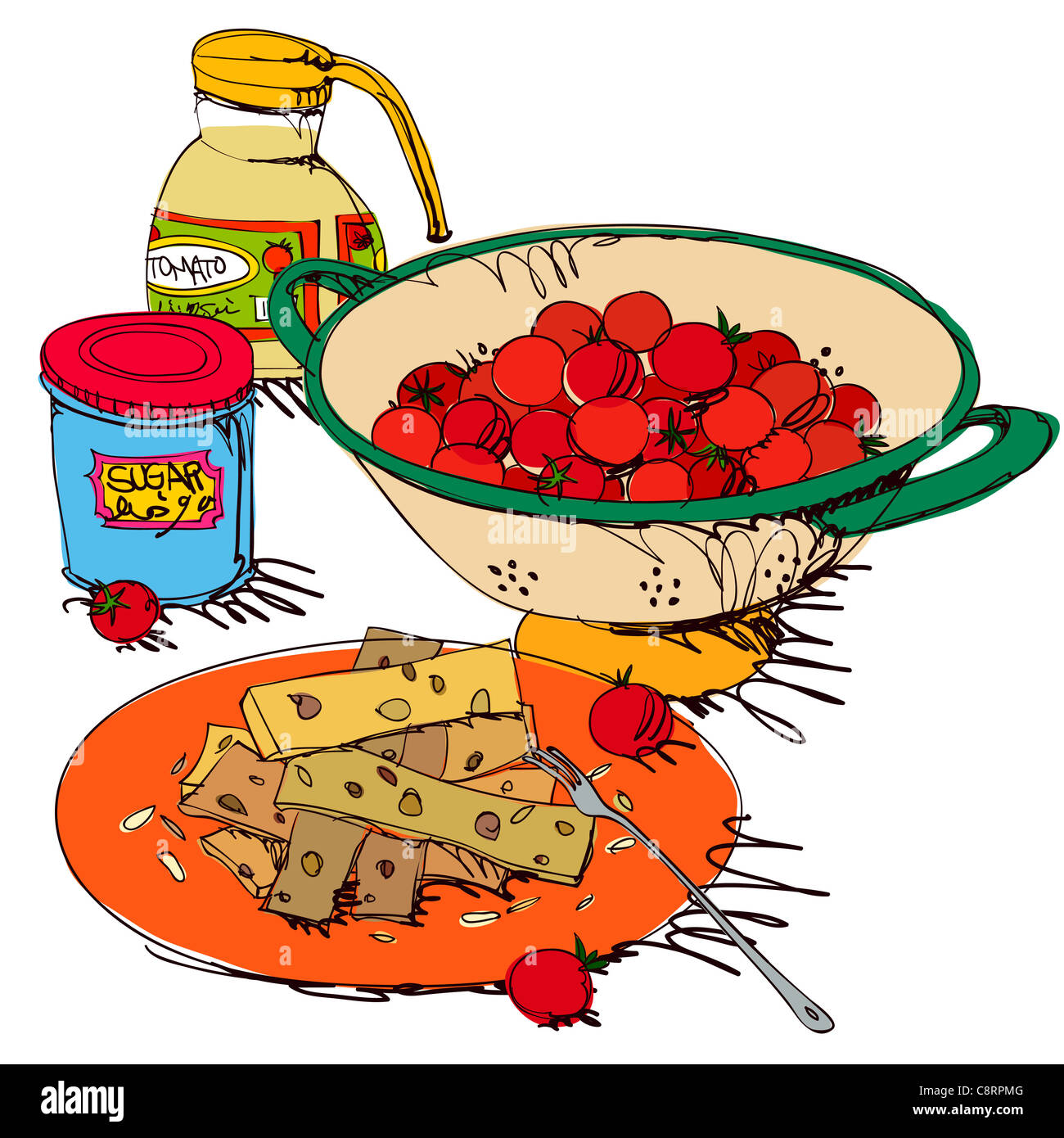 Breakfast On White Background Stock Photo - Alamy