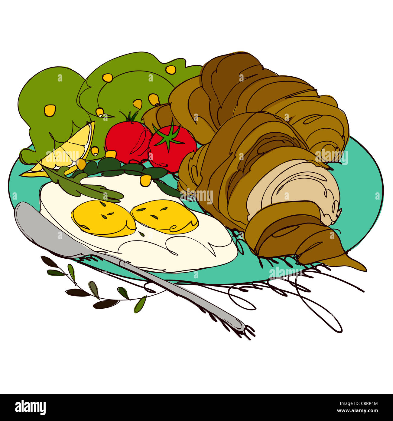 Breakfast On White Background Stock Photo - Alamy