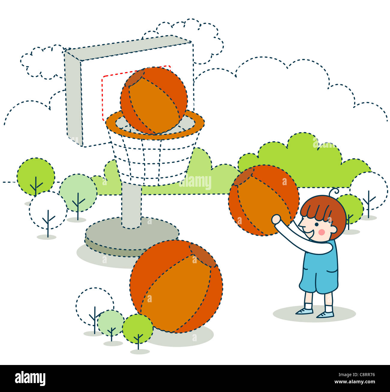 Illustration on girl playing basketball Stock Photo - Alamy