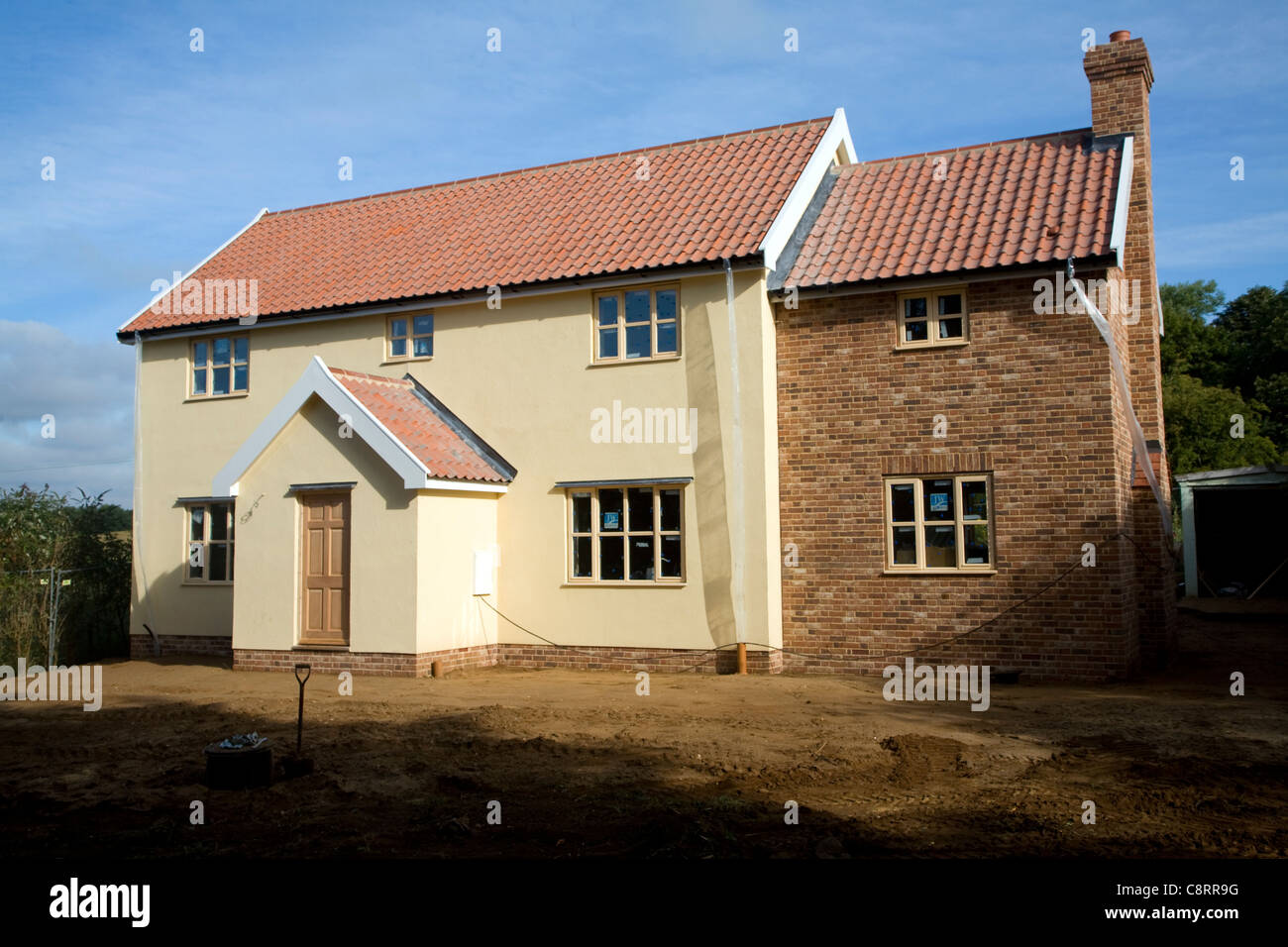 Newly built detached house, Shottisham, Suffolk, England Stock Photo
