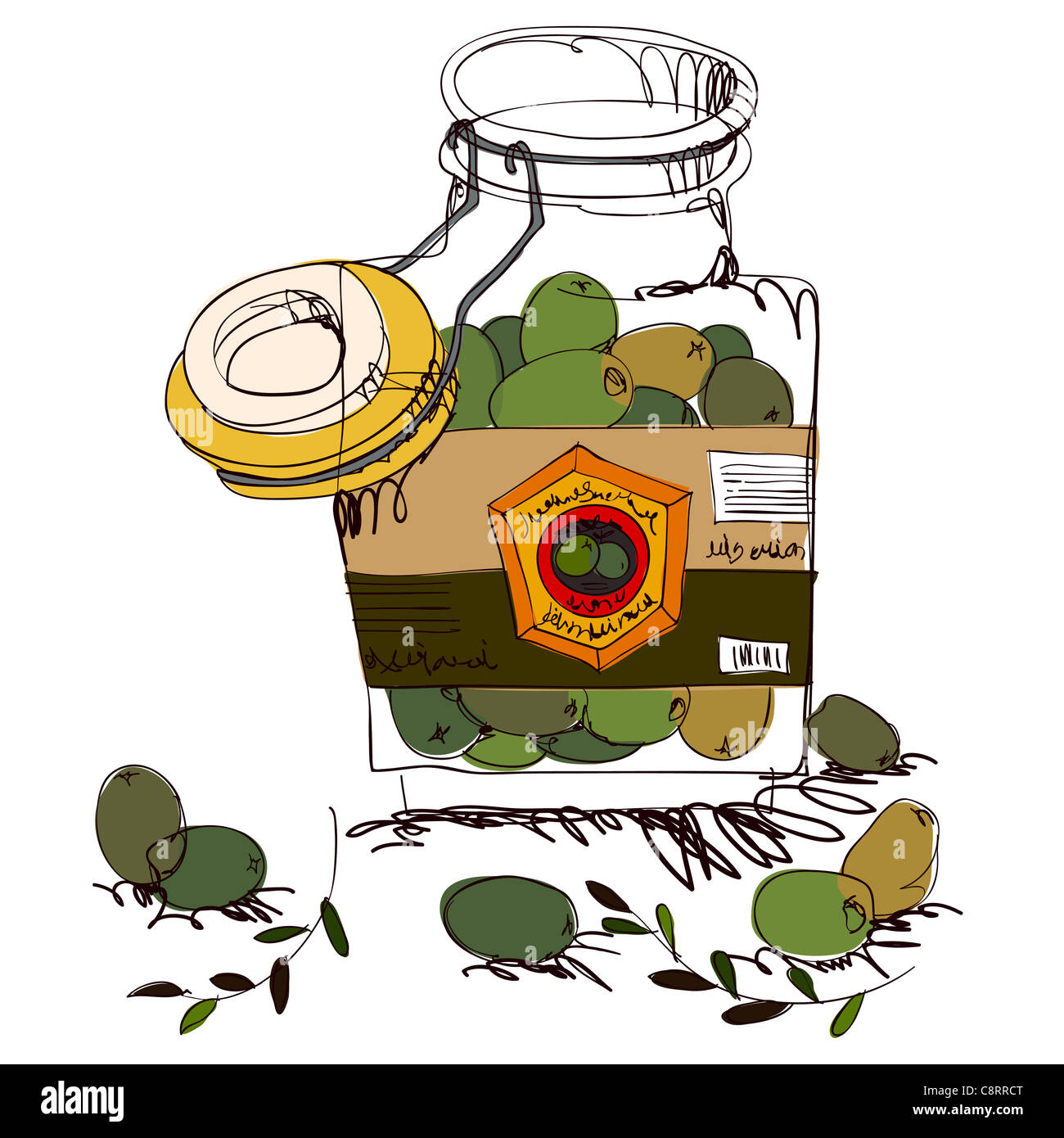 Giant Green Olive In Jar Stock Photo Alamy