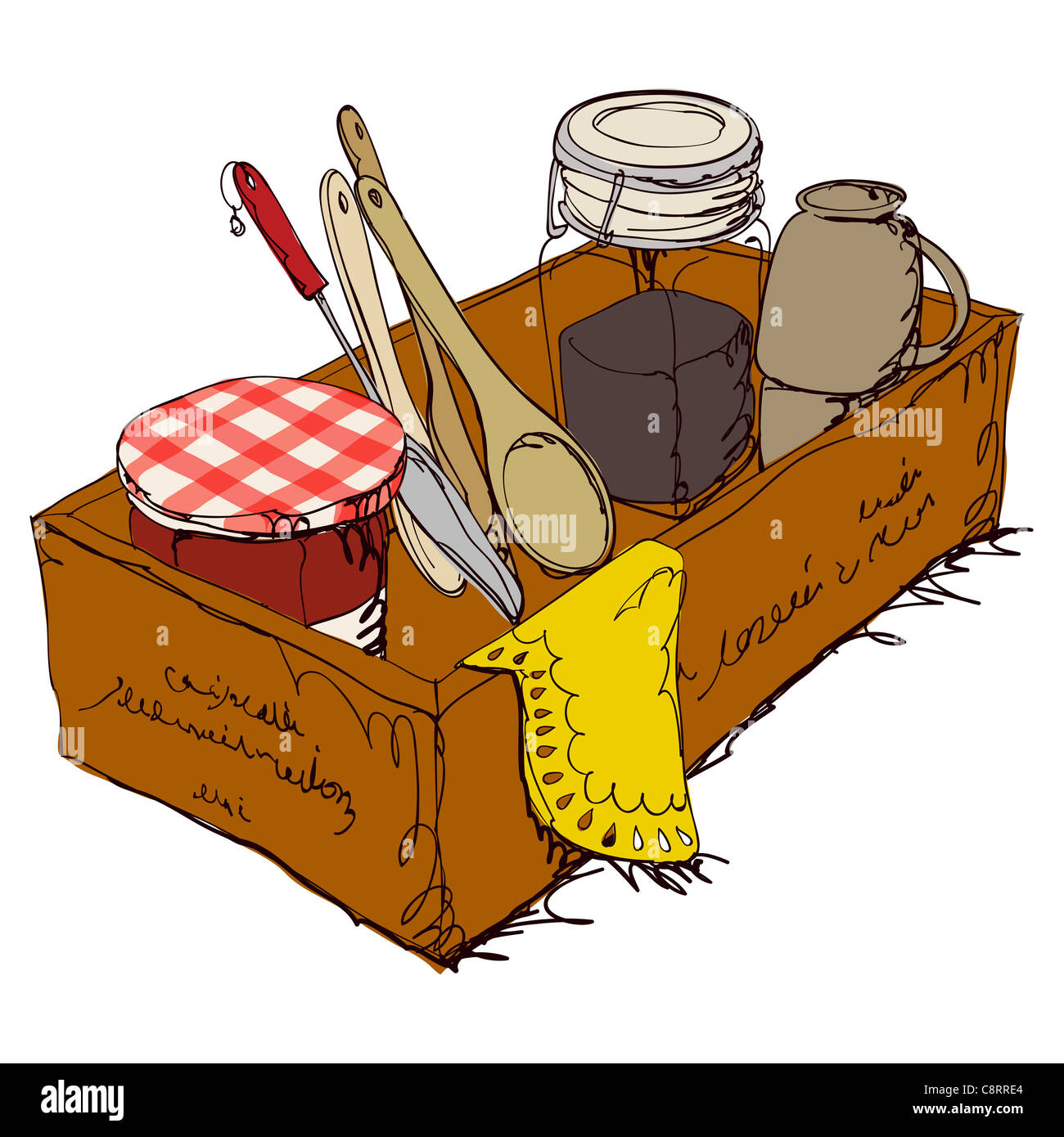 Kitchen Utensil In Wooden Box Stock Photo Alamy