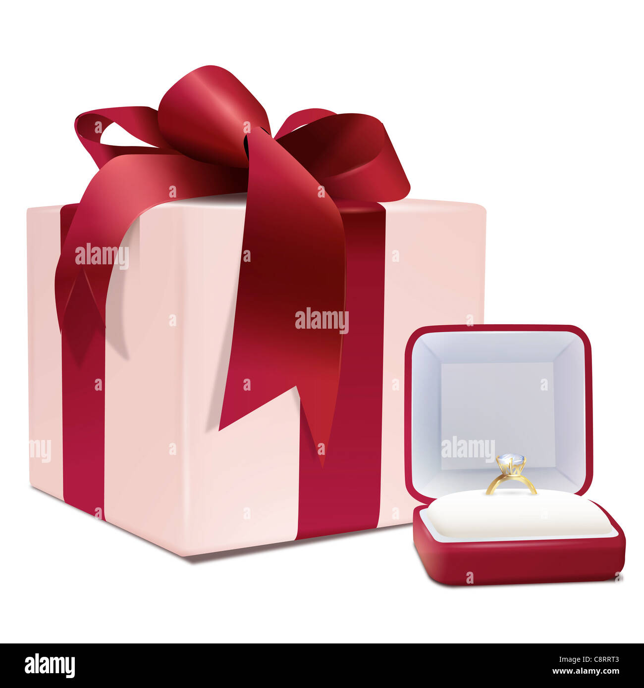 Gift Boxes And Diamond Ring Stock Photo Alamy