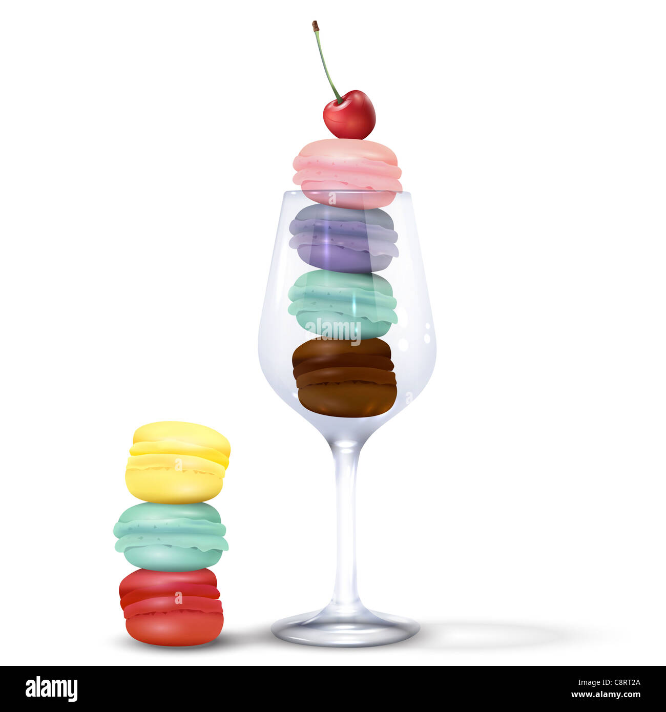 Multi Colour Macaroons In Glass Stock Photo - Alamy