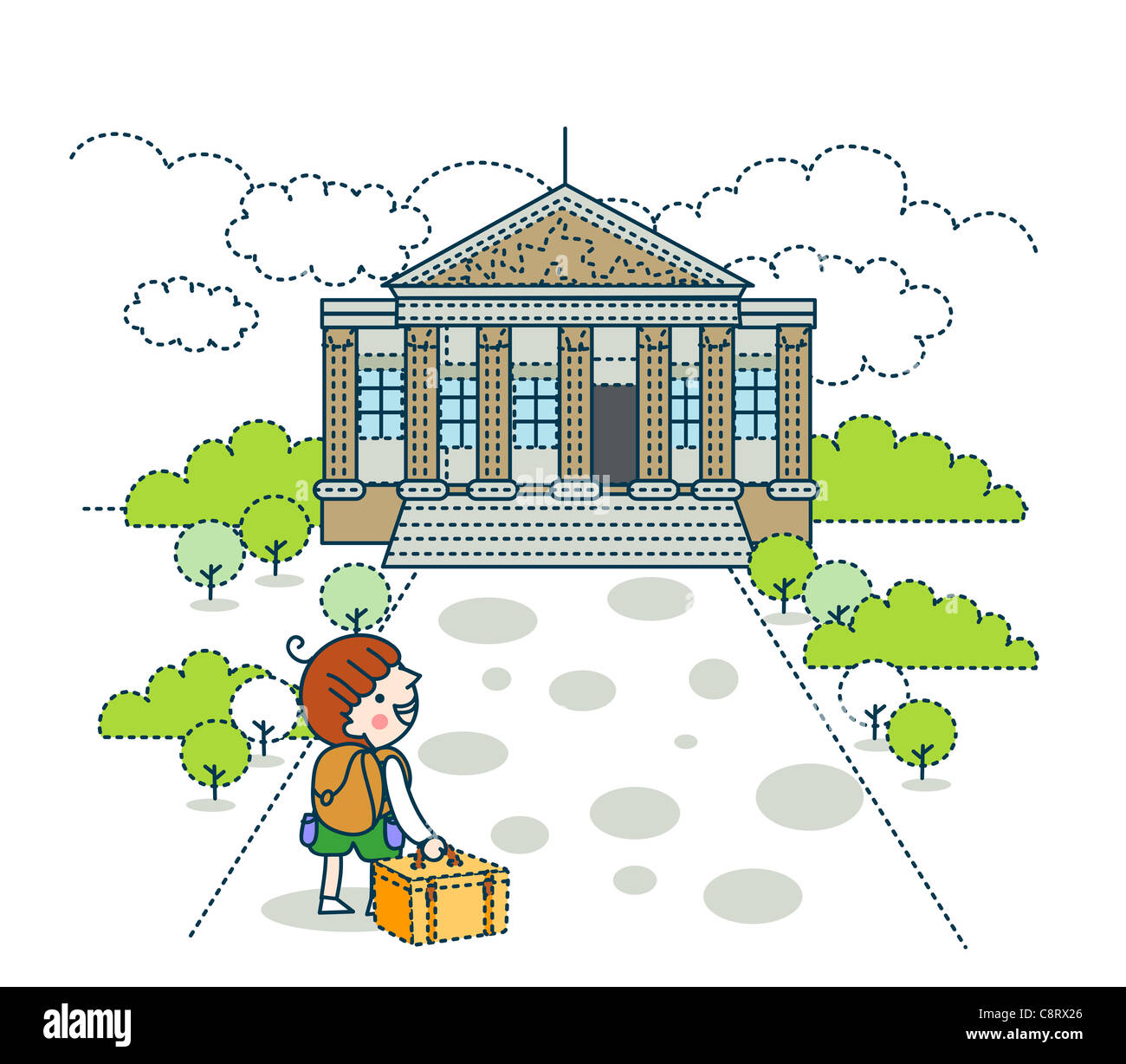 Illustration of tourist in front of The National Theater Munich Stock Photo