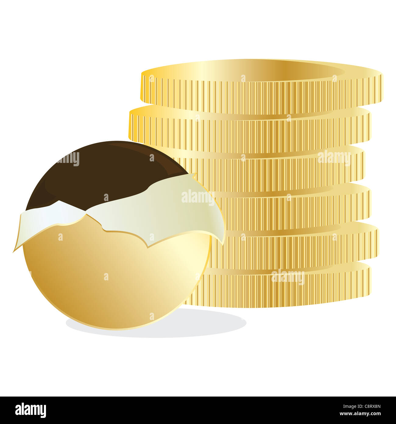 Chocolate coins wrapped in gold foil Stock Photo Alamy