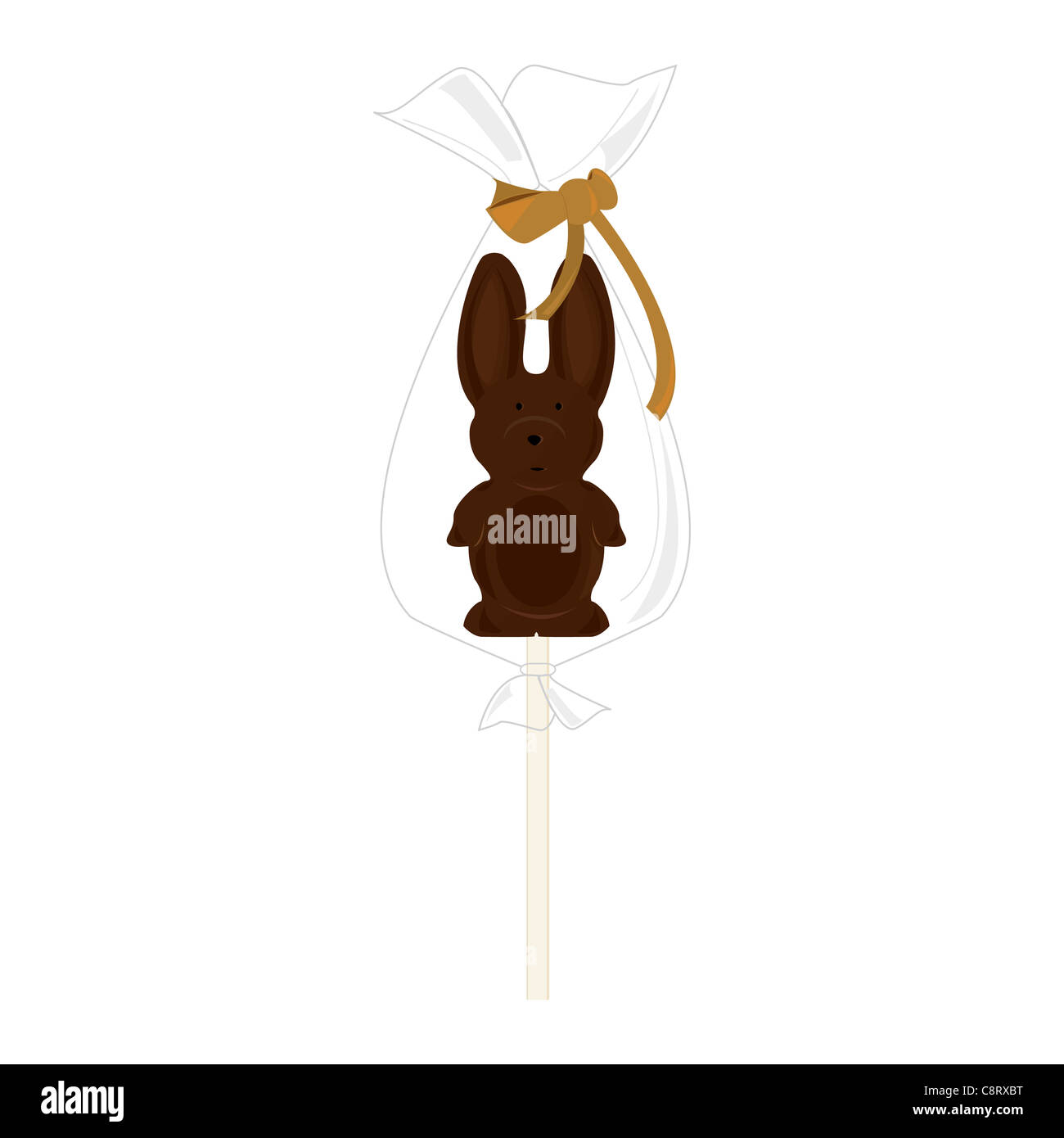 Chocolate bunny lollipop wrapped in clear plastic Stock Photo Alamy