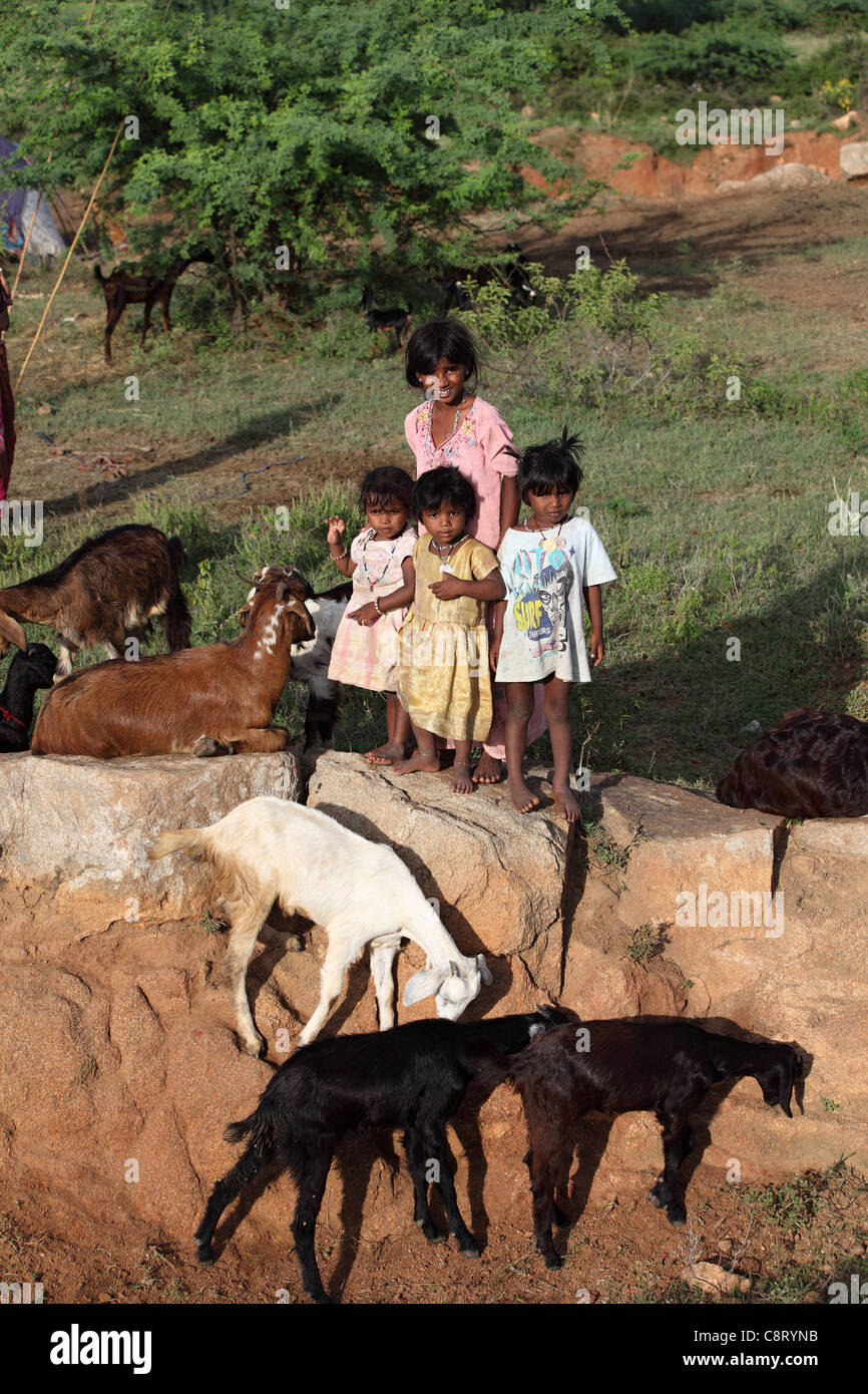 Lower caste family in Andhra Pradesh South India Stock Photo