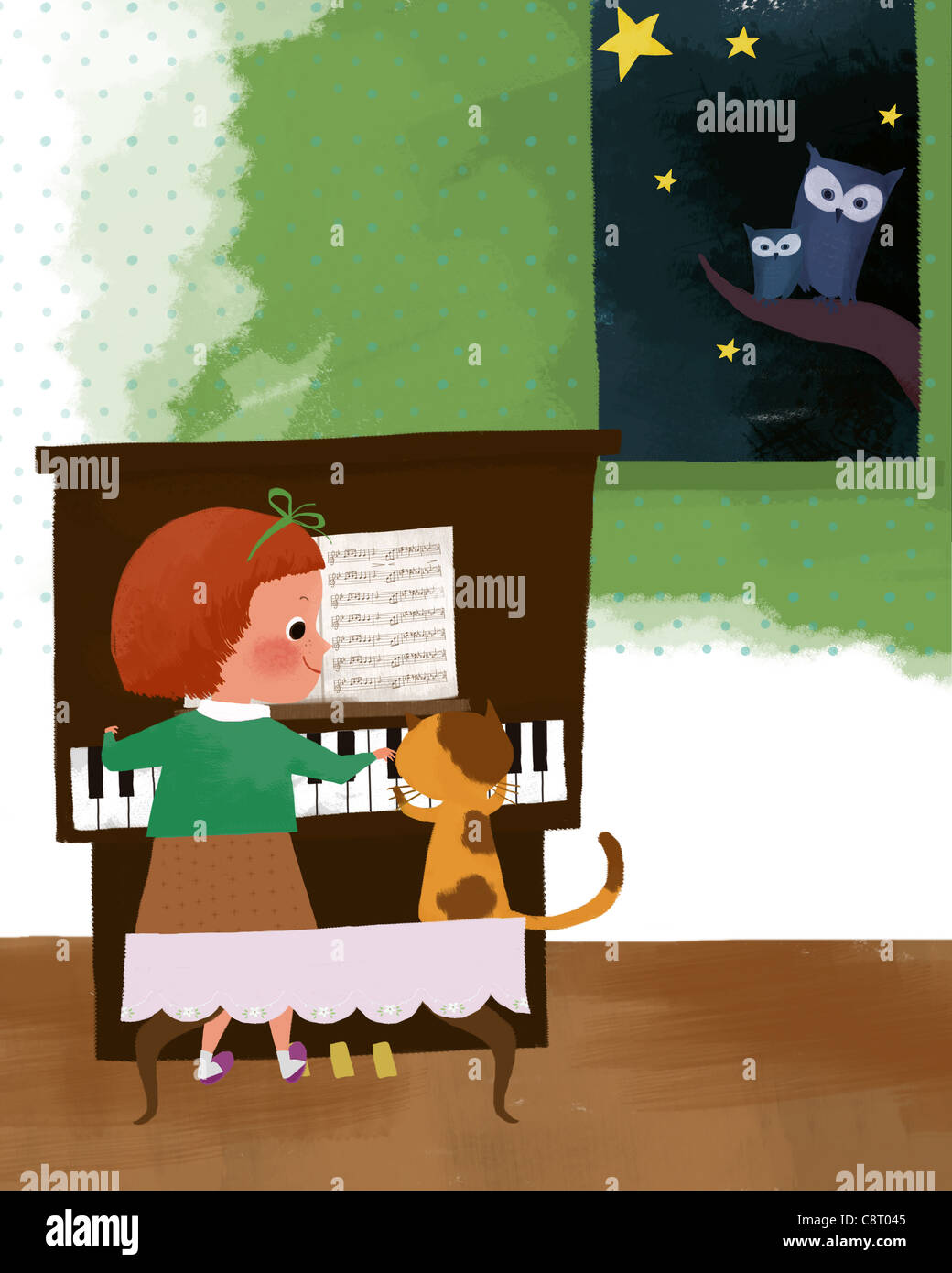 Girl Playing Piano With Cat Stock Photo - Alamy Girl Playing Piano With Cat Stock Photo - Alamy