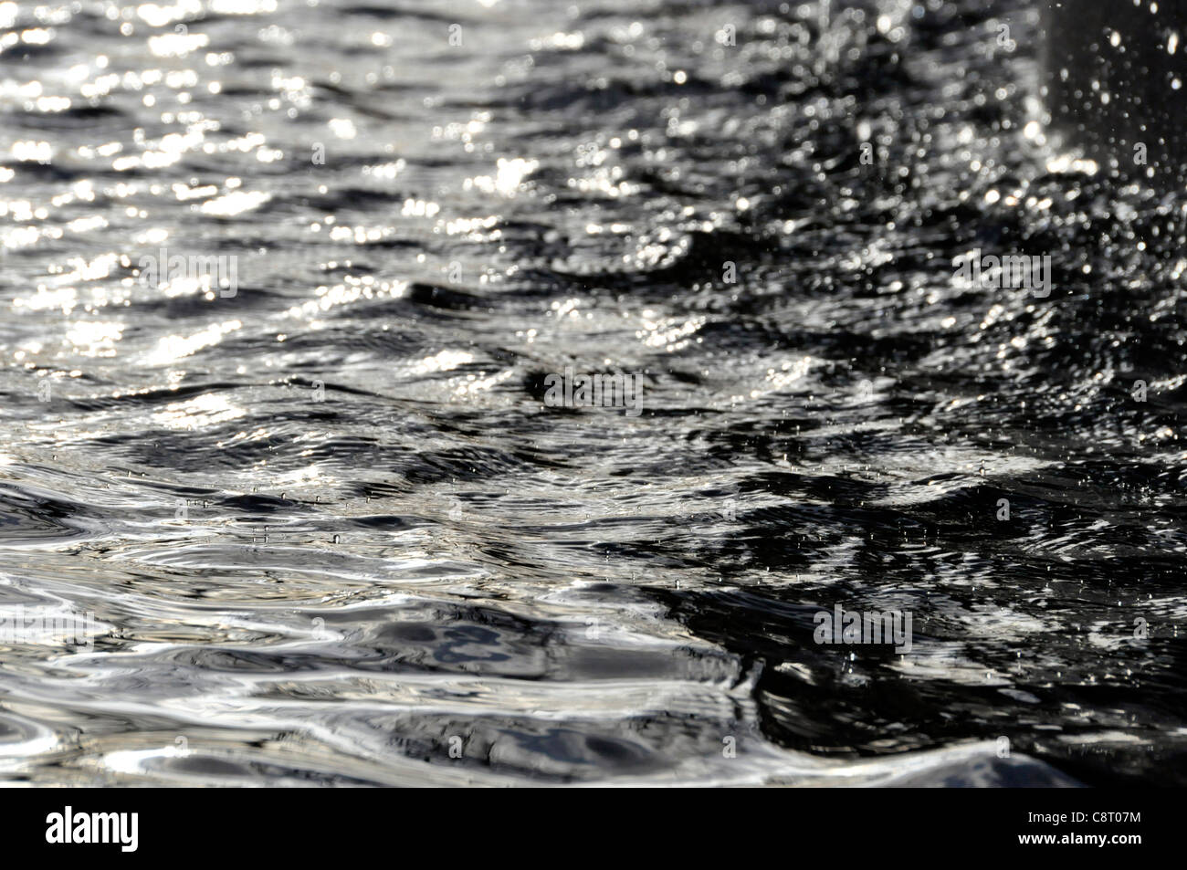Small water droplets floating on the water surface, natural background