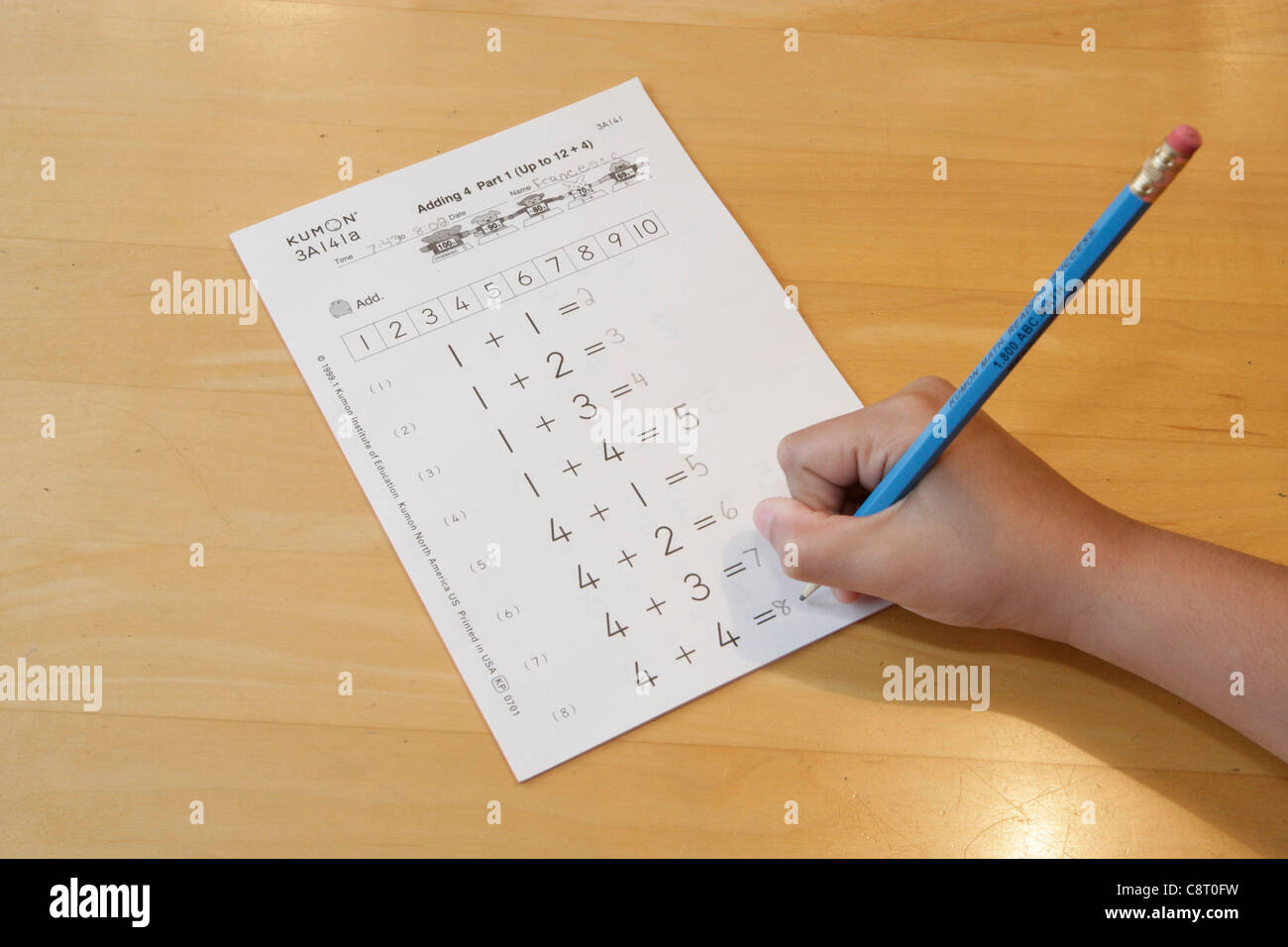 Kumon math exercise worksheet Stock Photo