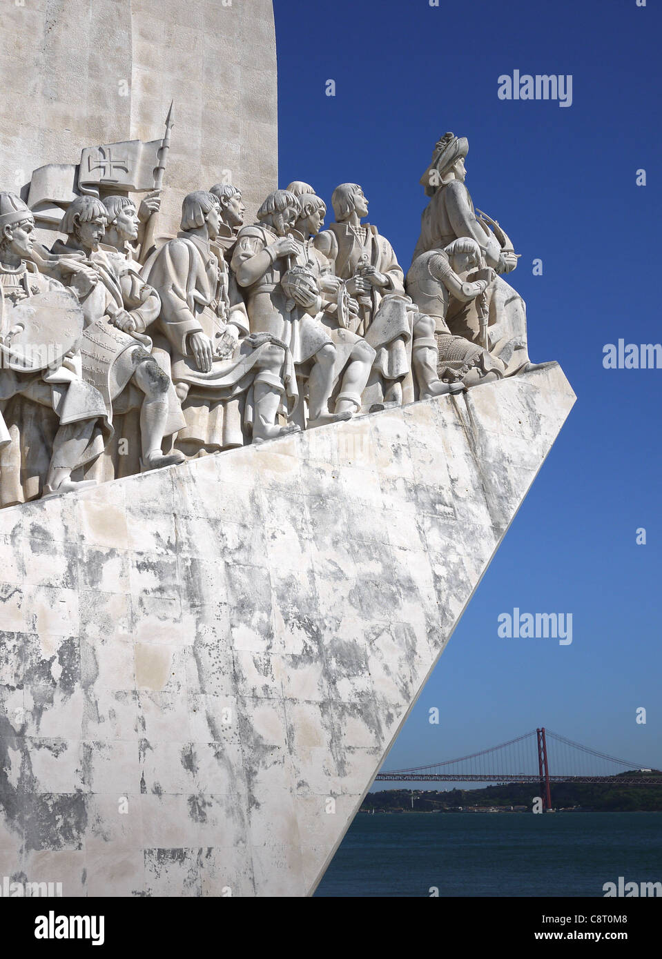 Sculptures on the east profile of the Padrão dos Descobrimentos (Monument to the Discoveries) in Belém, Lisbon, Portugal. Stock Photo