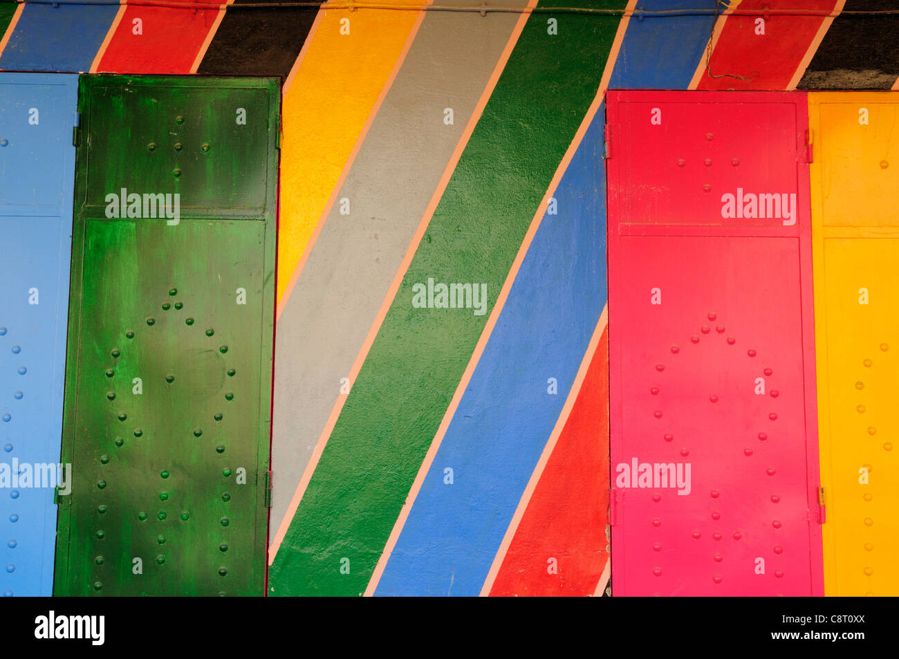 Colourful Doors, Zagora, Draa Valley Region, Morocco Stock Photo