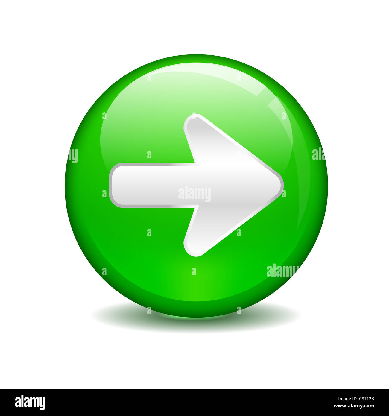 Illustration Of Arrow Sign In A Green Circle Against White Background 