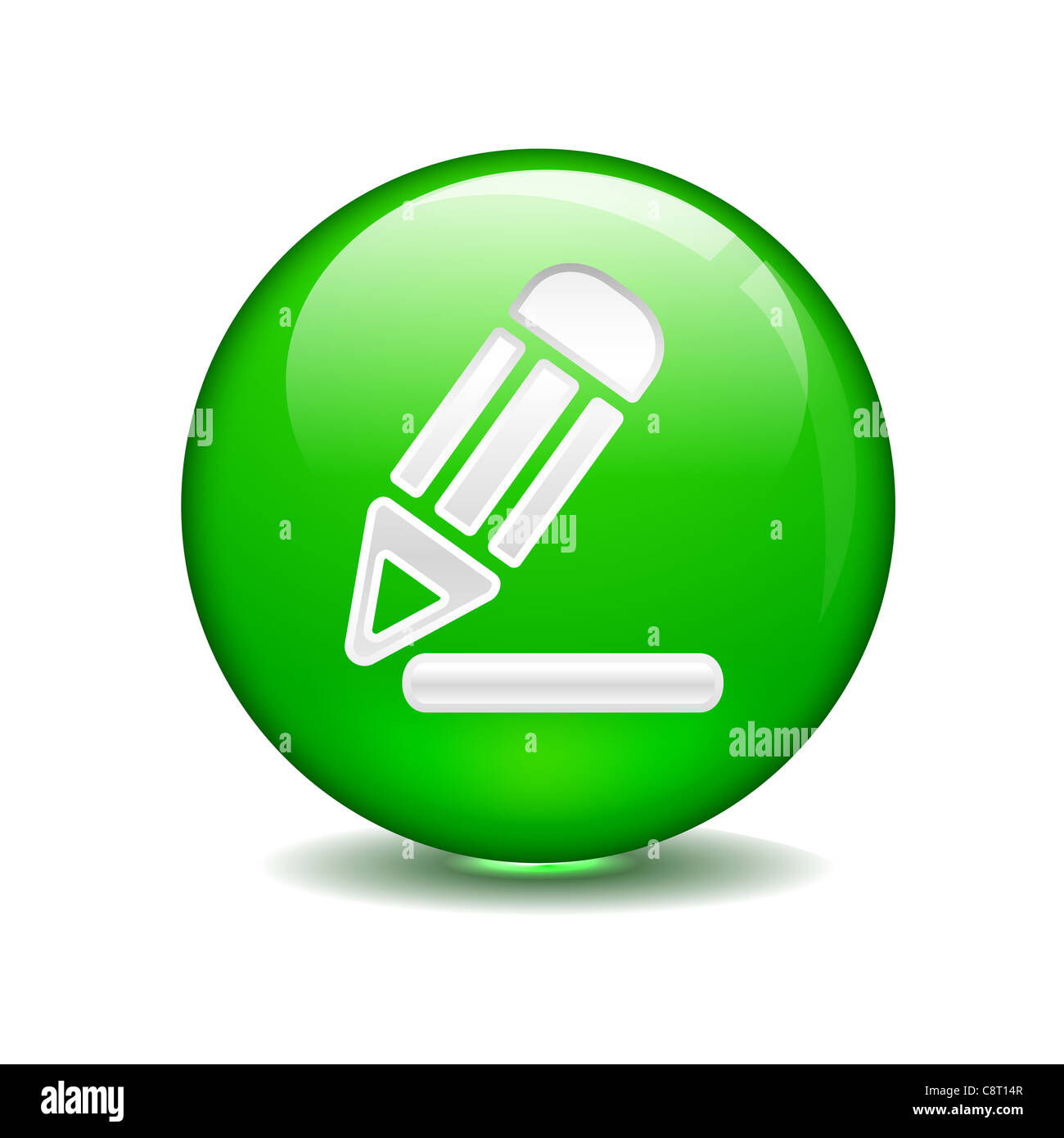 Illustration of pencil sign in a green circle Stock Photo - Alamy