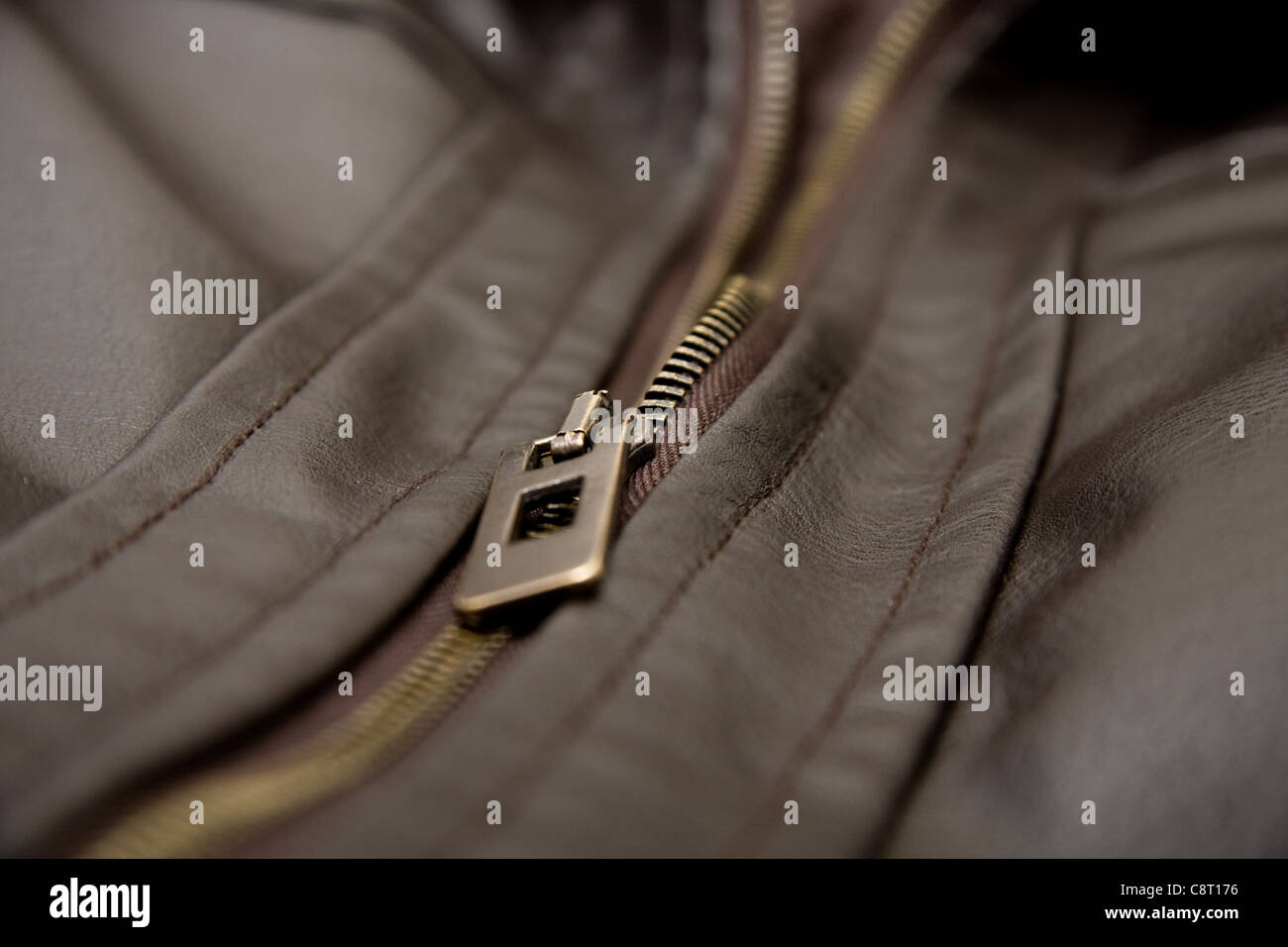 Zipper brown leather jacket hi-res stock photography and images - Alamy