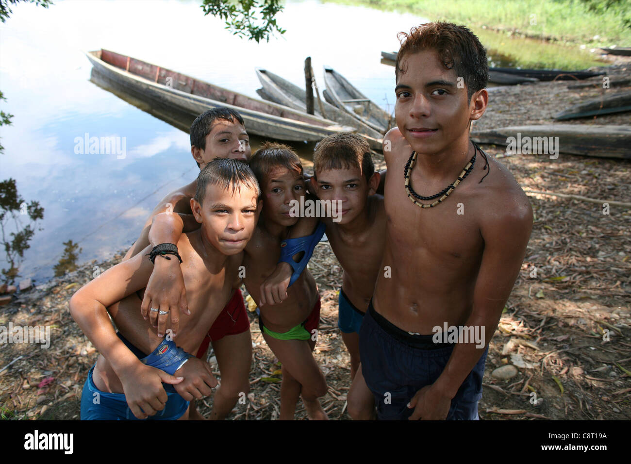 children swimming in river magdalana, colombia Stock Photo - Alamy