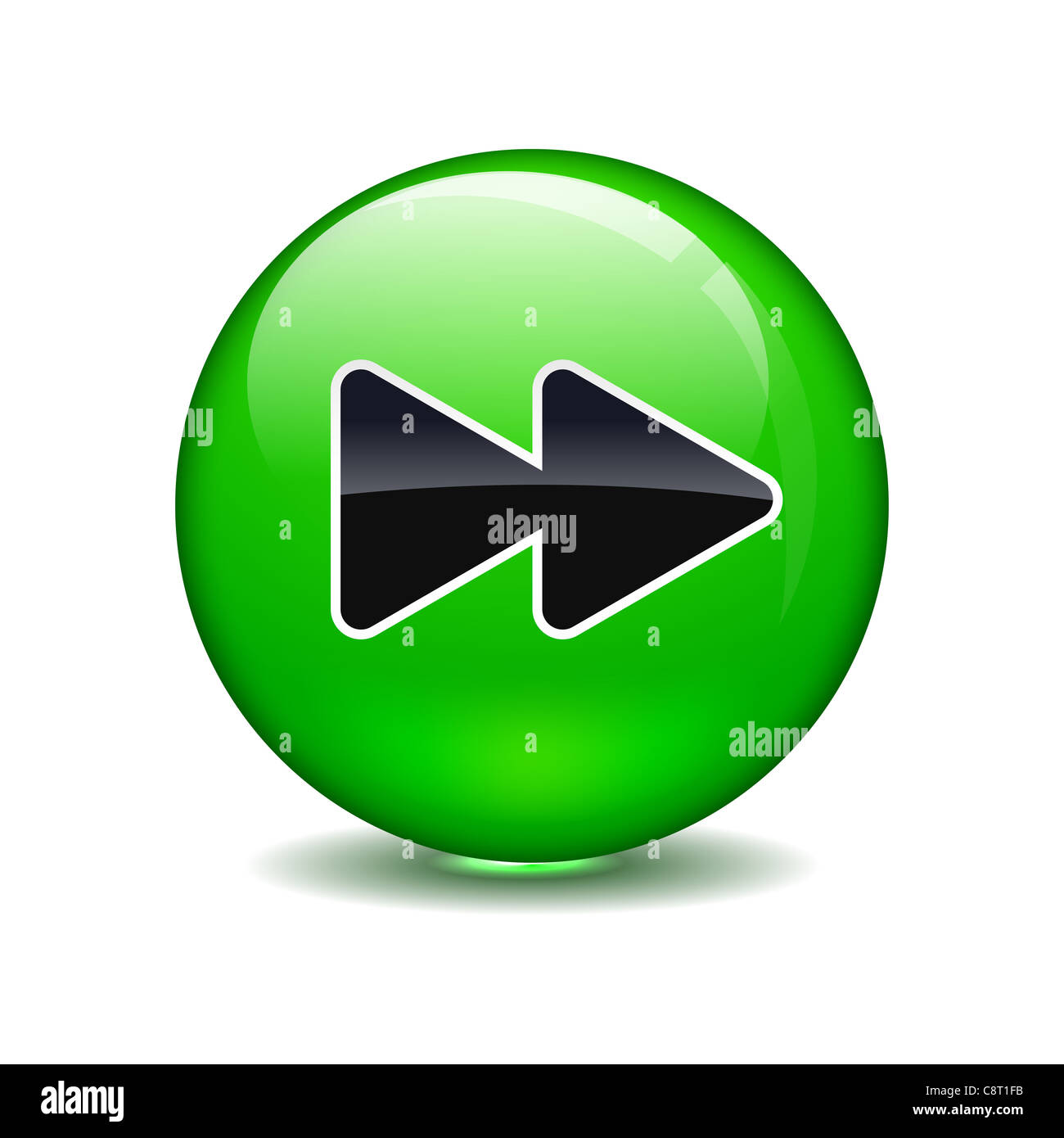 Illustration of forward sign in shiny green circle Stock Photo - Alamy