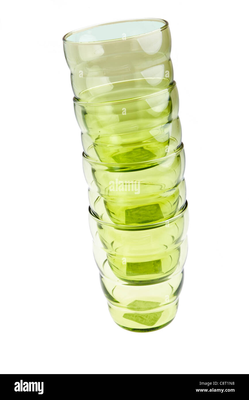 Green tinted tumbler glasses Stock Photo Alamy