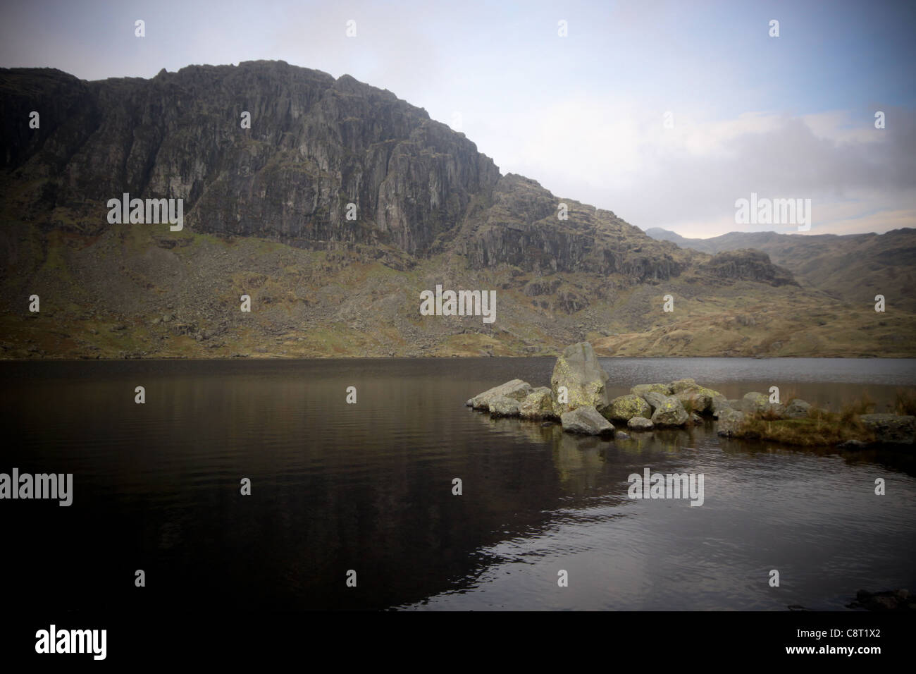 Pavey Ark, Harrison Stickle Stickle Tarn, Langsdale, The Lake District, UK, England Stock Photo