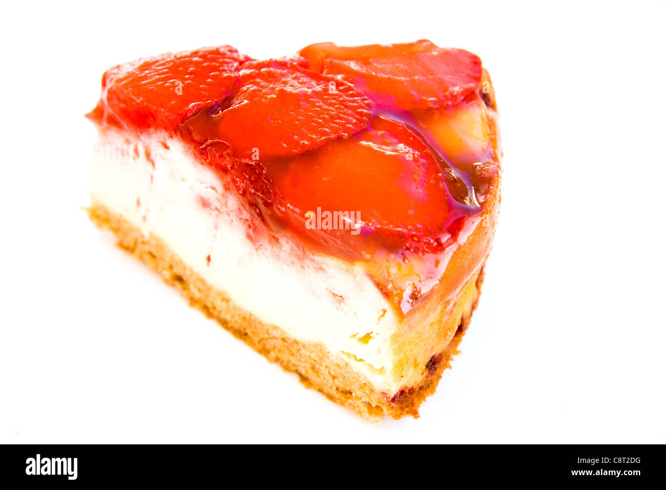 Strawberry Cake Slice Stock Photo Alamy