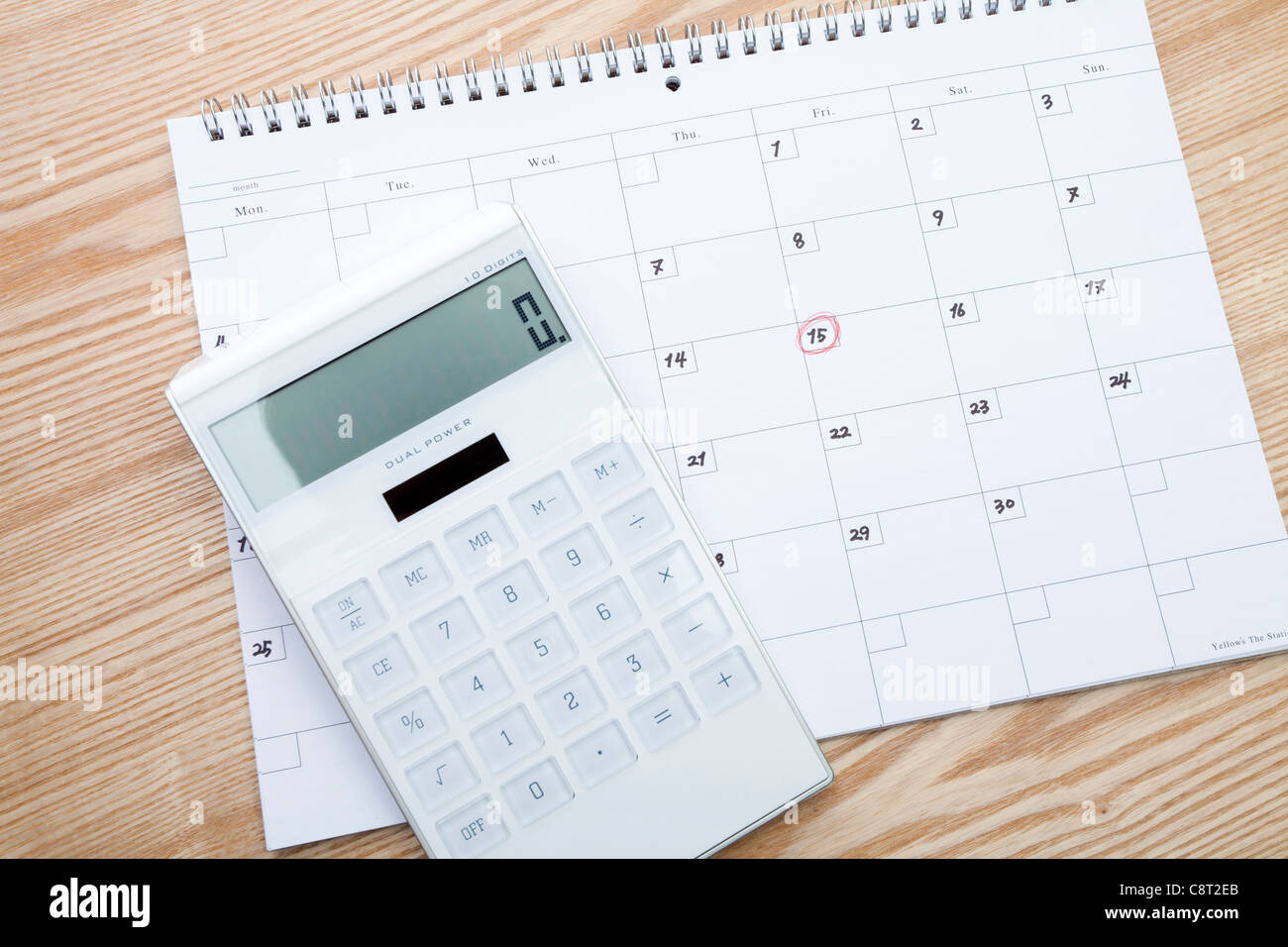 Calendar With Calculator Stock Photo Alamy