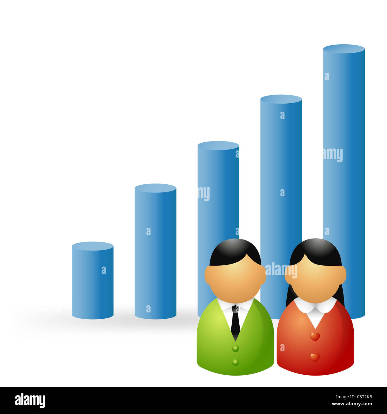 Illustration of cylindrical bar graph Stock Photo