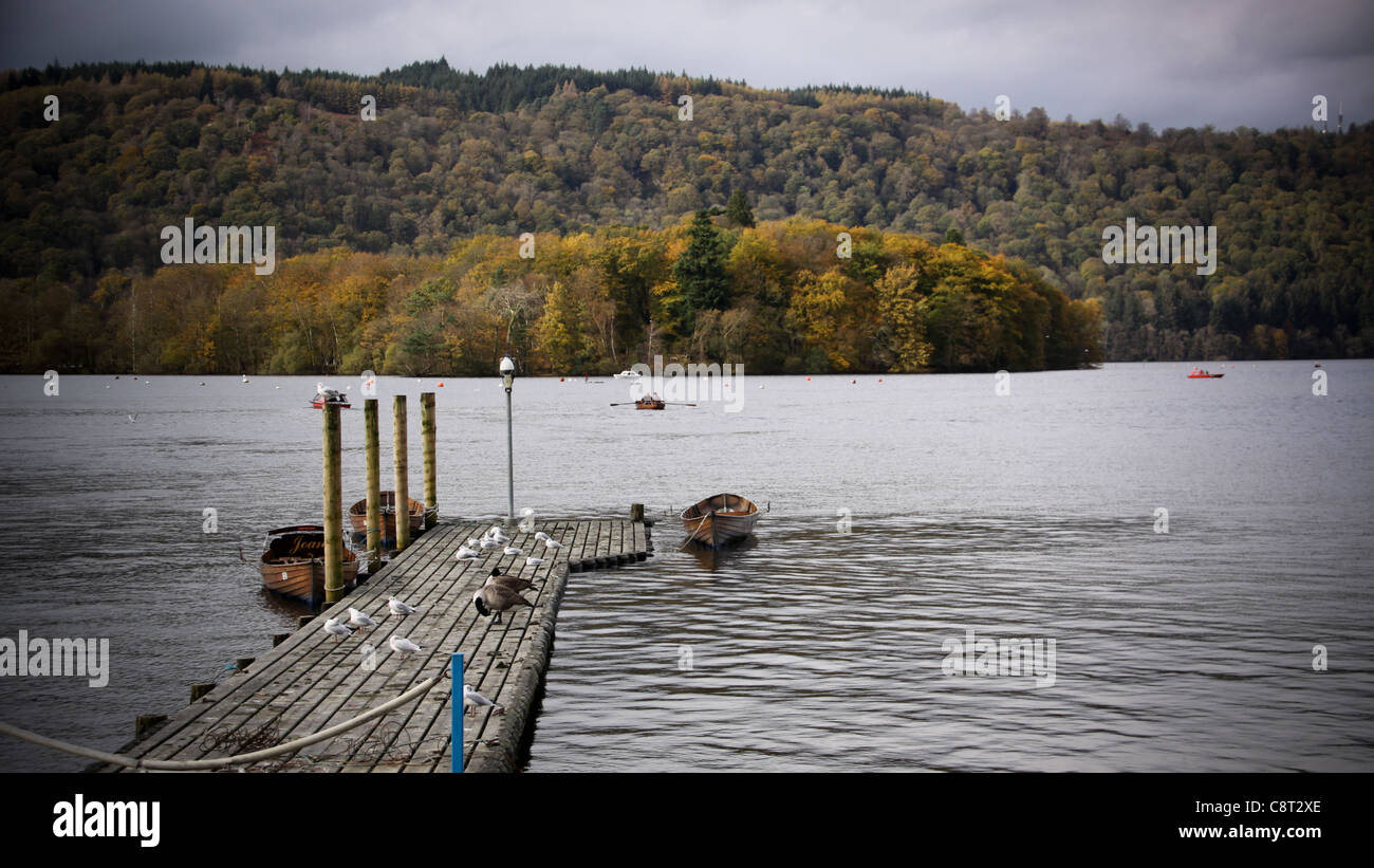 Small Boat Peir, Lake Windermere, Bowness-on-Windermer, The Lakes, Lakeland, The Lake District, United Kingdom Stock Photo
