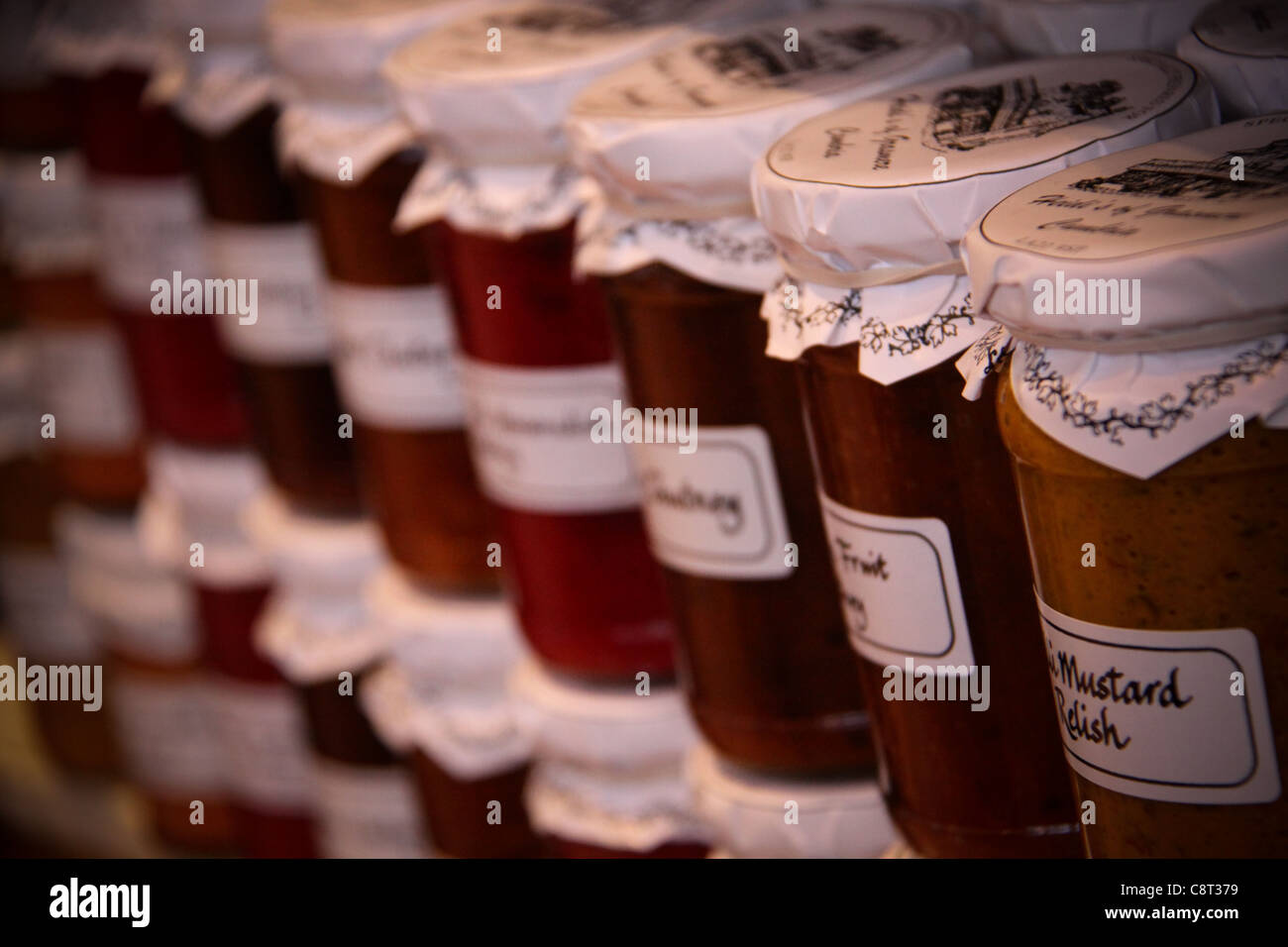 Homemade Jam, Mustard, Pickle Jars, Grasmere, The Lake District, UK